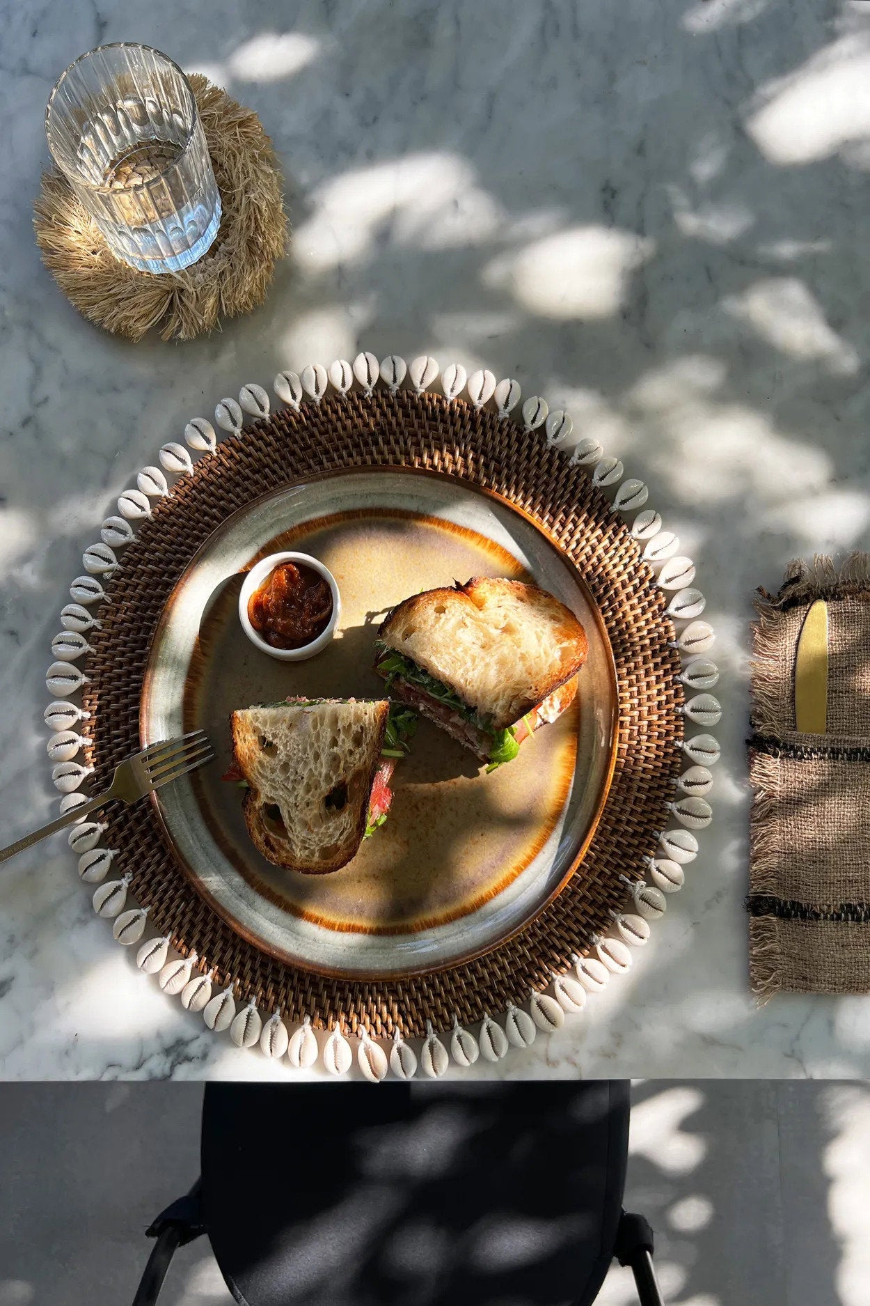 De Colonial Shell Placemat Naturel Bruin Bazar Bizar