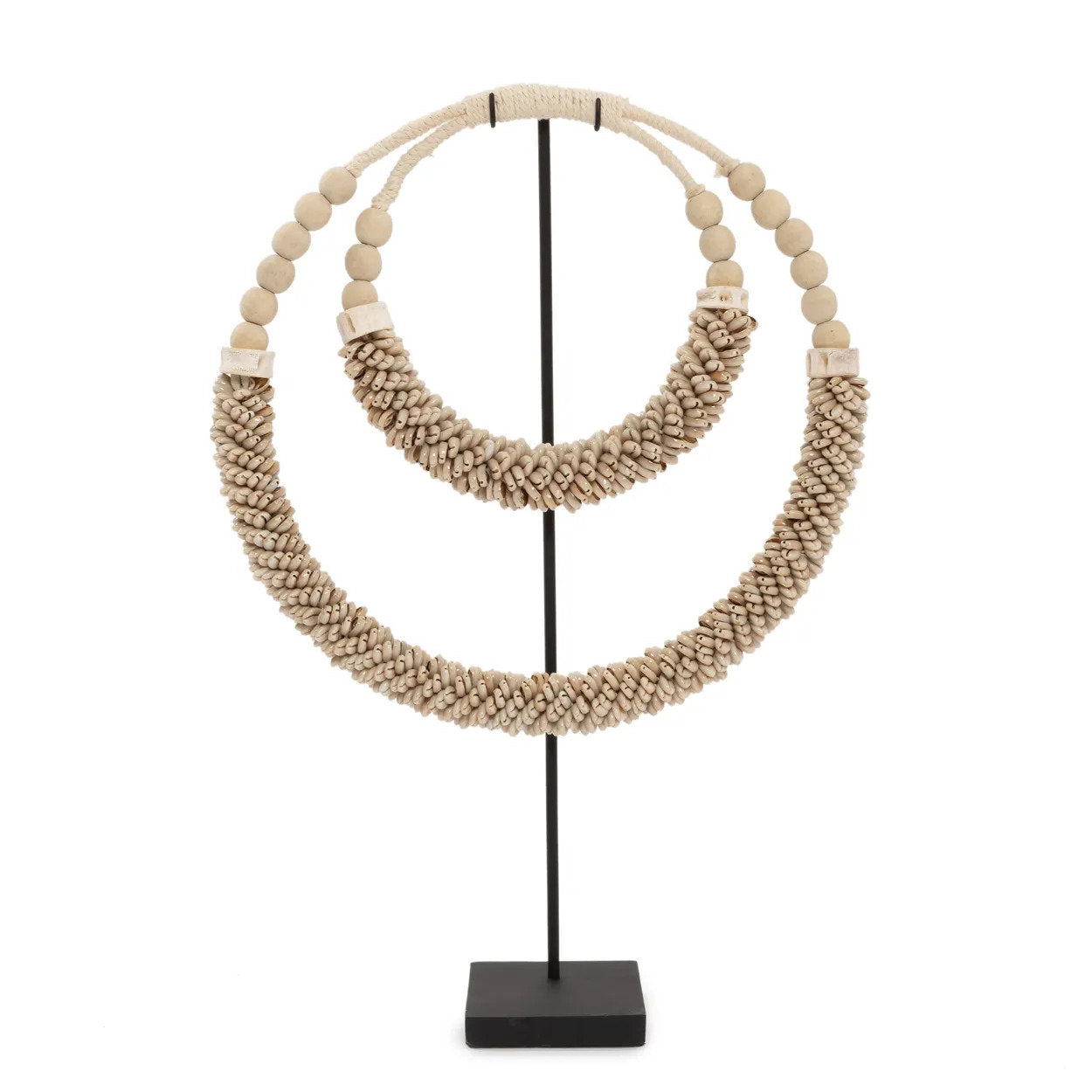 Dubbele Halsketting Met Schelpen Op Stand - Naturel