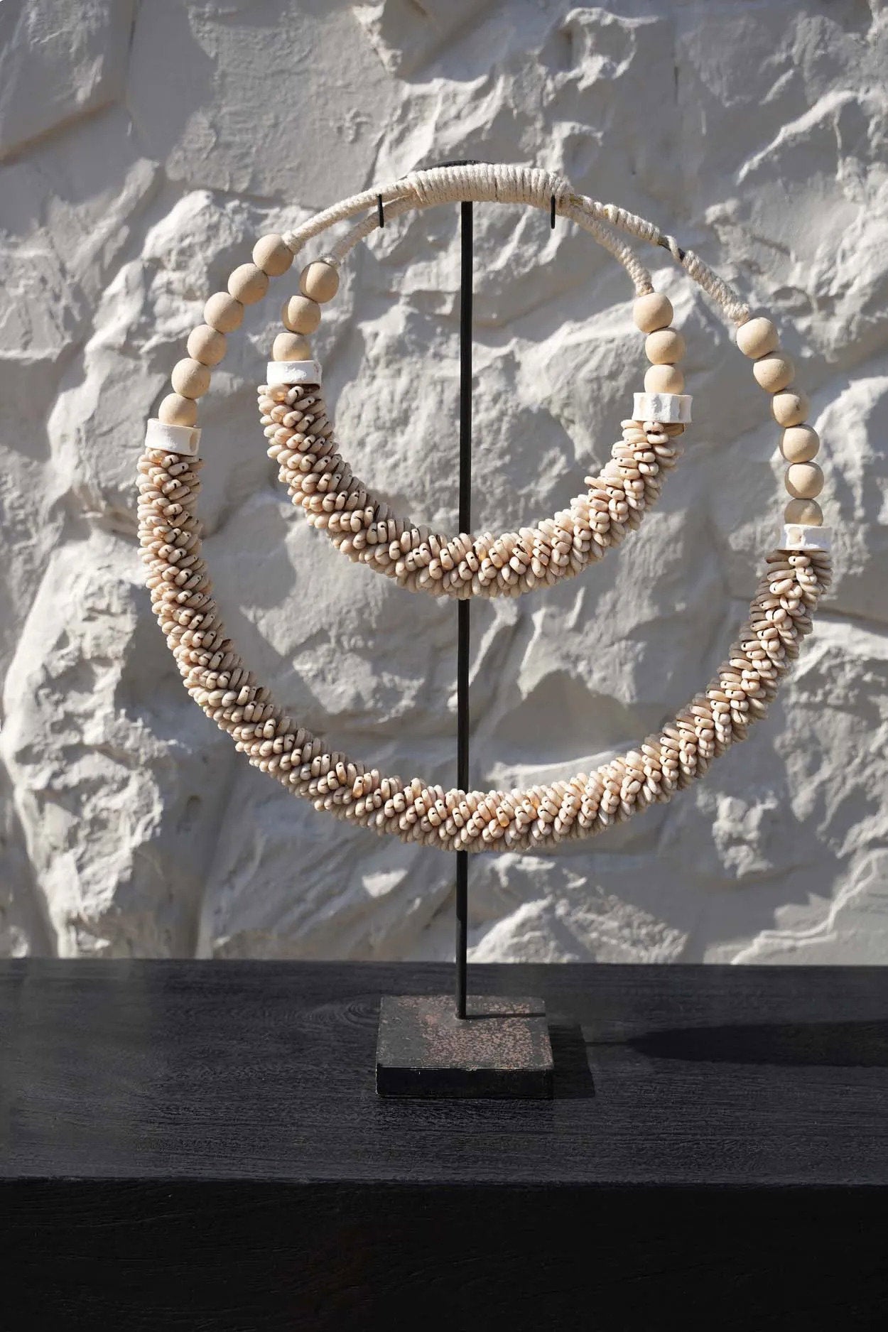 Dubbele Halsketting Met Schelpen Op Stand - Naturel