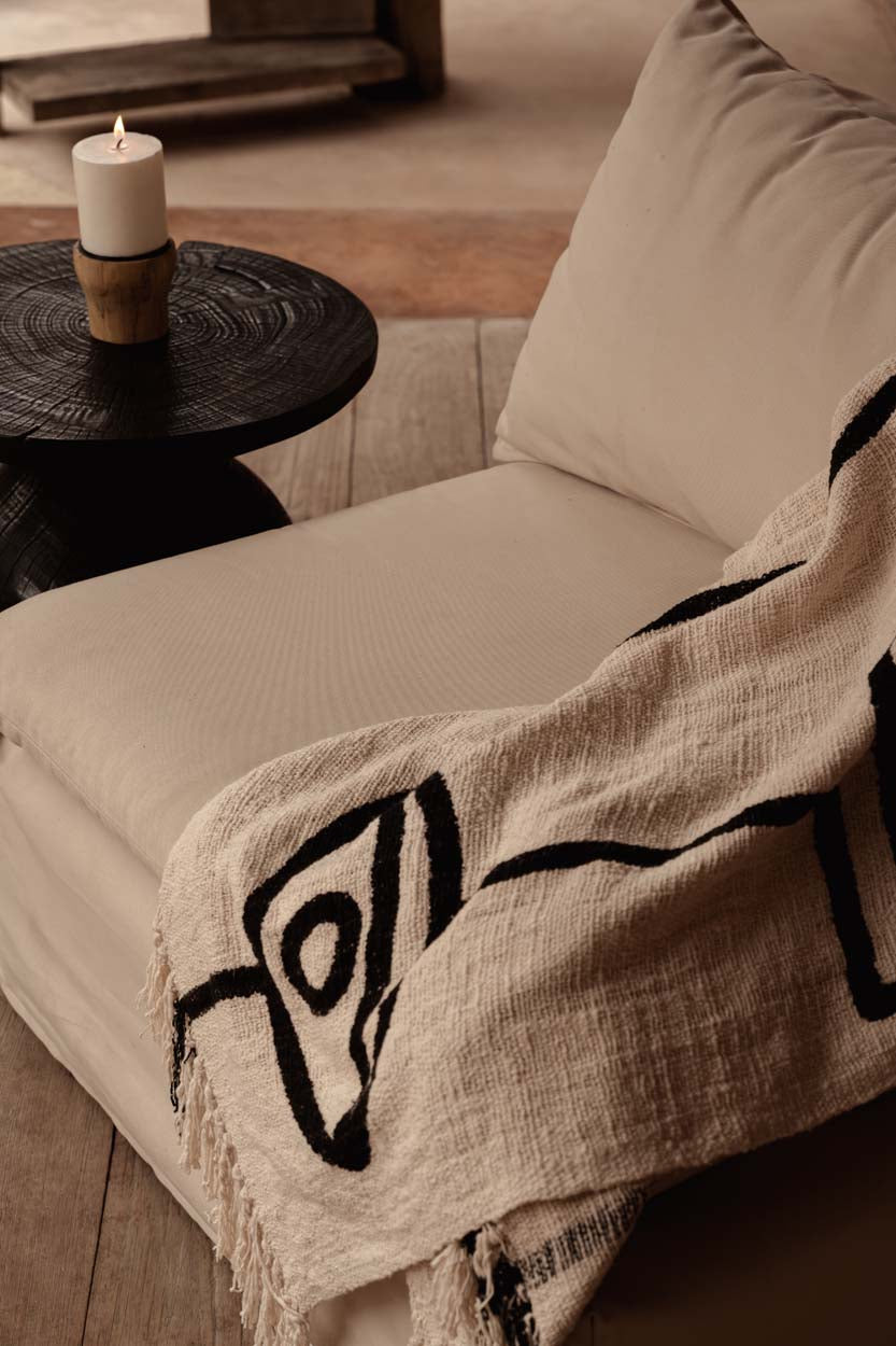 De Evil Eye Bedsprei - Naturel Zwart