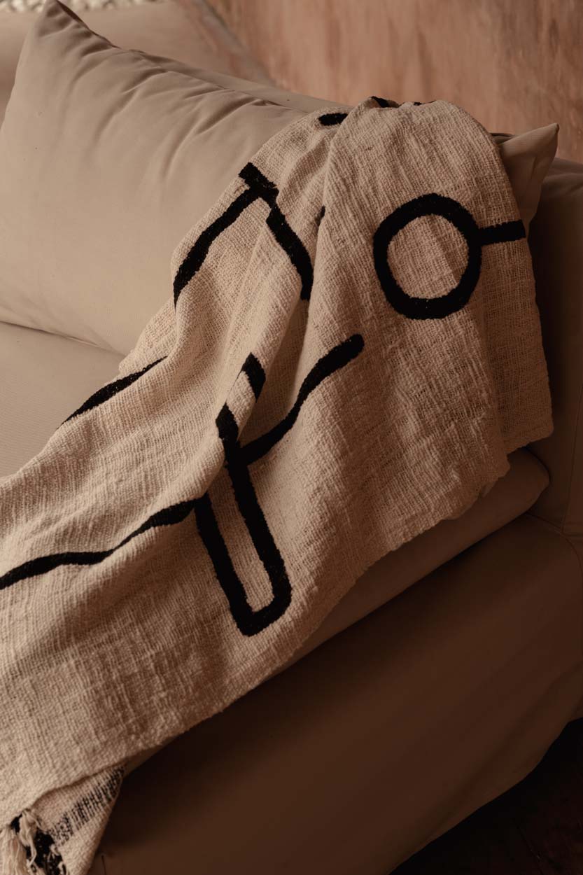 De Evil Eye Bedsprei - Naturel Zwart