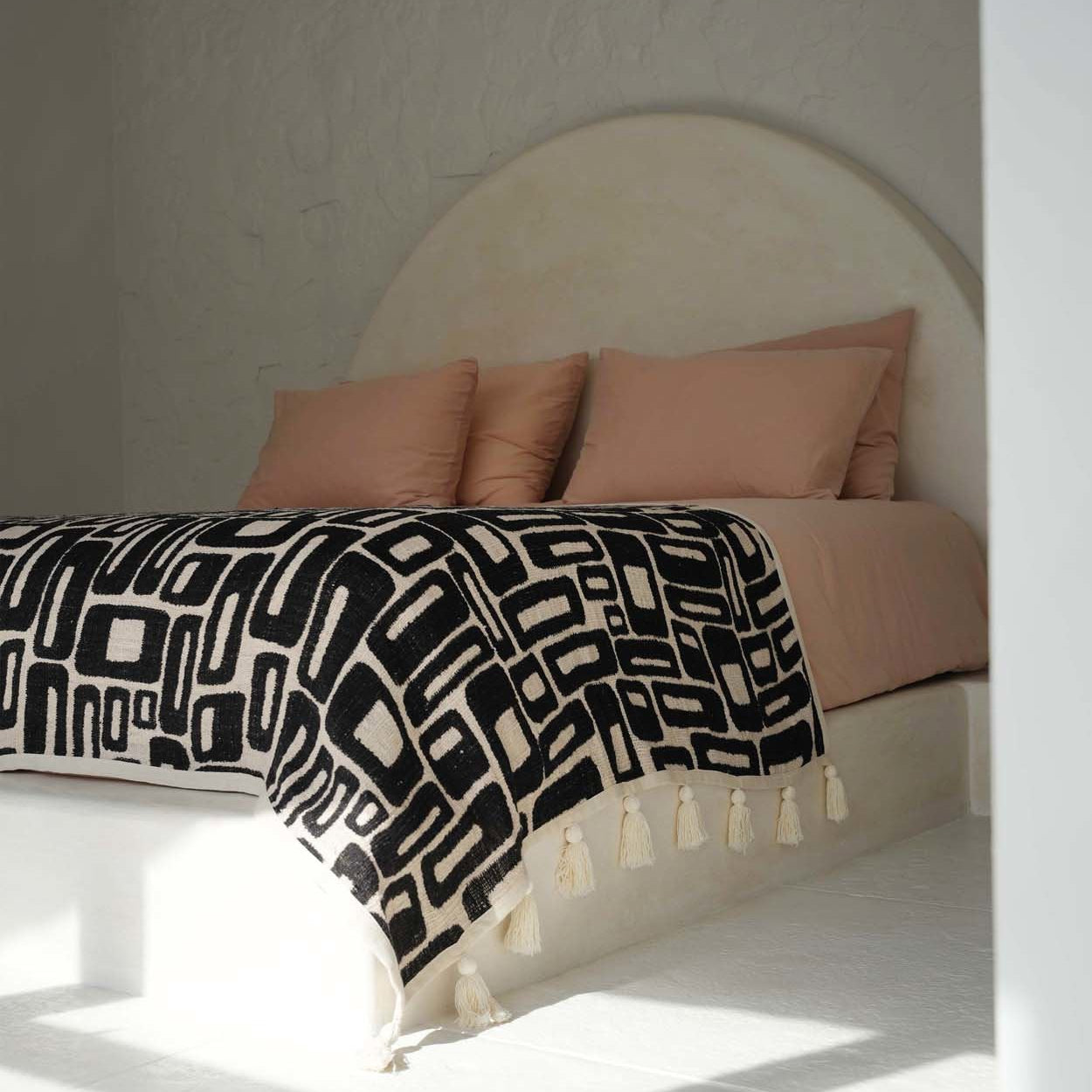 De Aztec Bedsprei/ Plaid Naturel Zwart Bazar Bizar