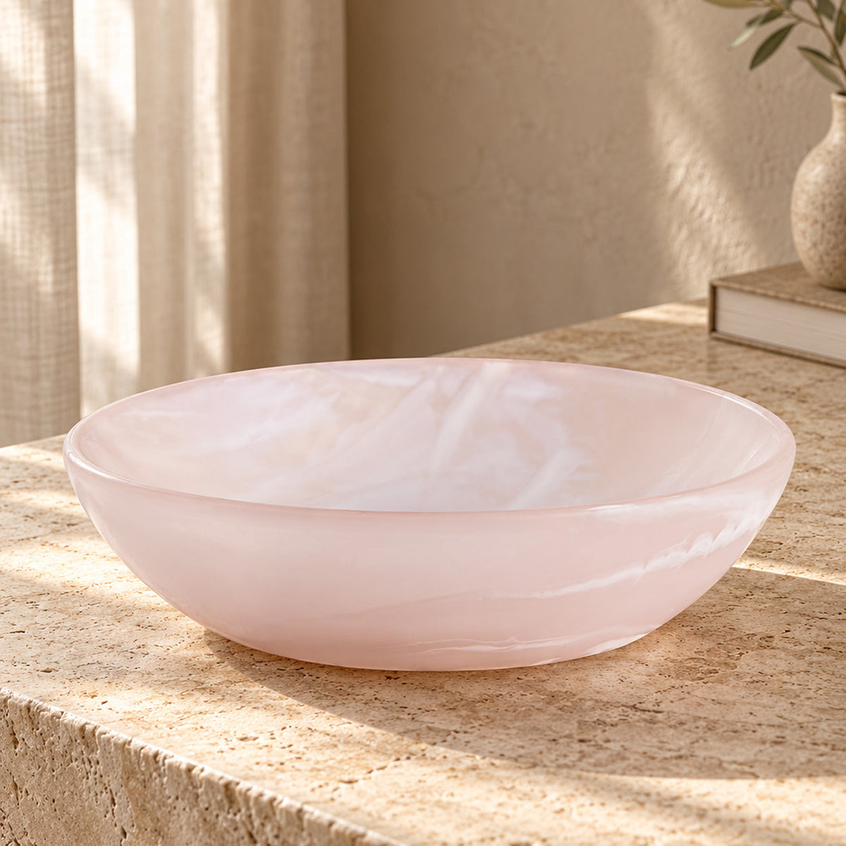 De Resin Organic Kom Roze Wit Medium Bazar Bizar