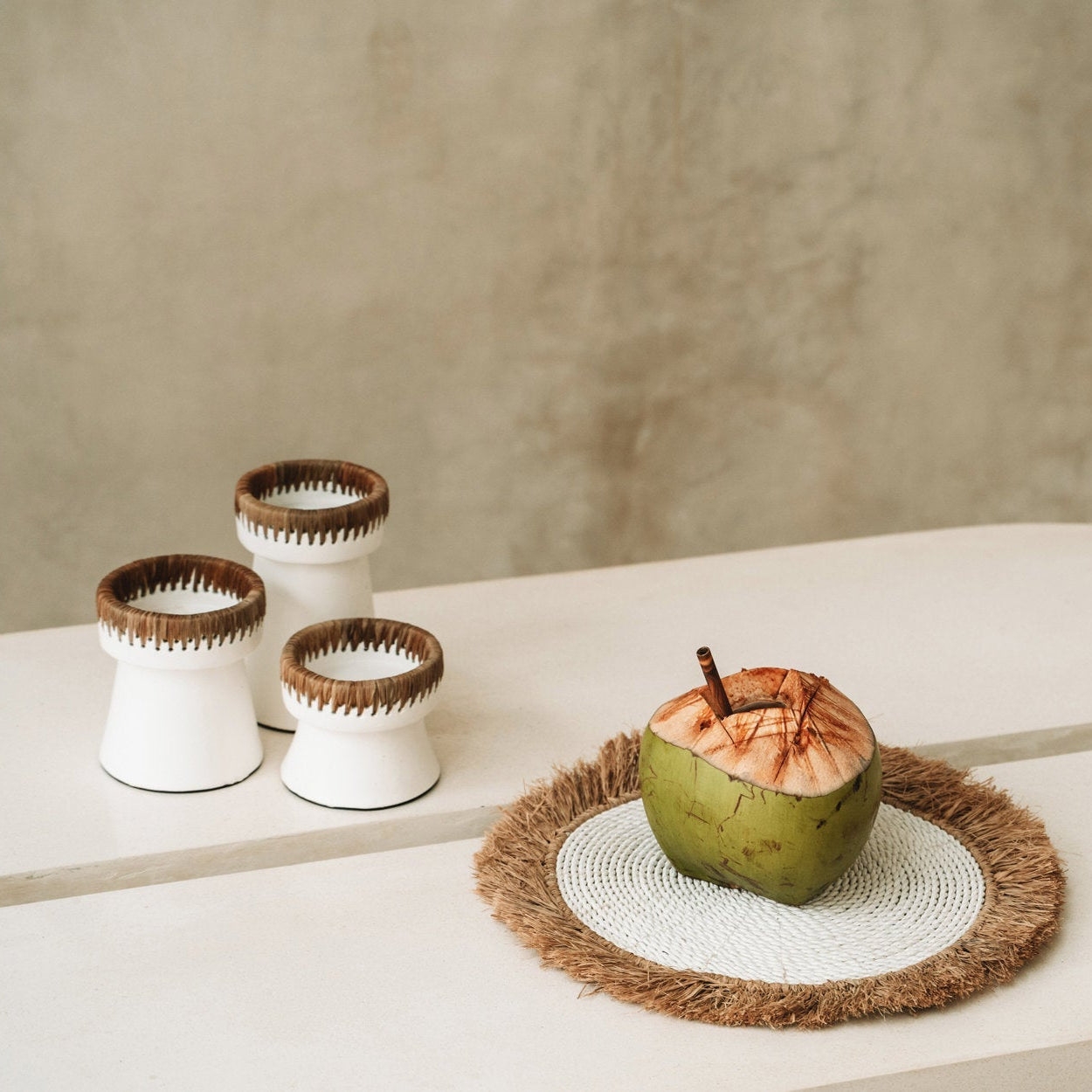 De Water Hyacinth Raffia Placemat Wit Naturel Bazar Bizar