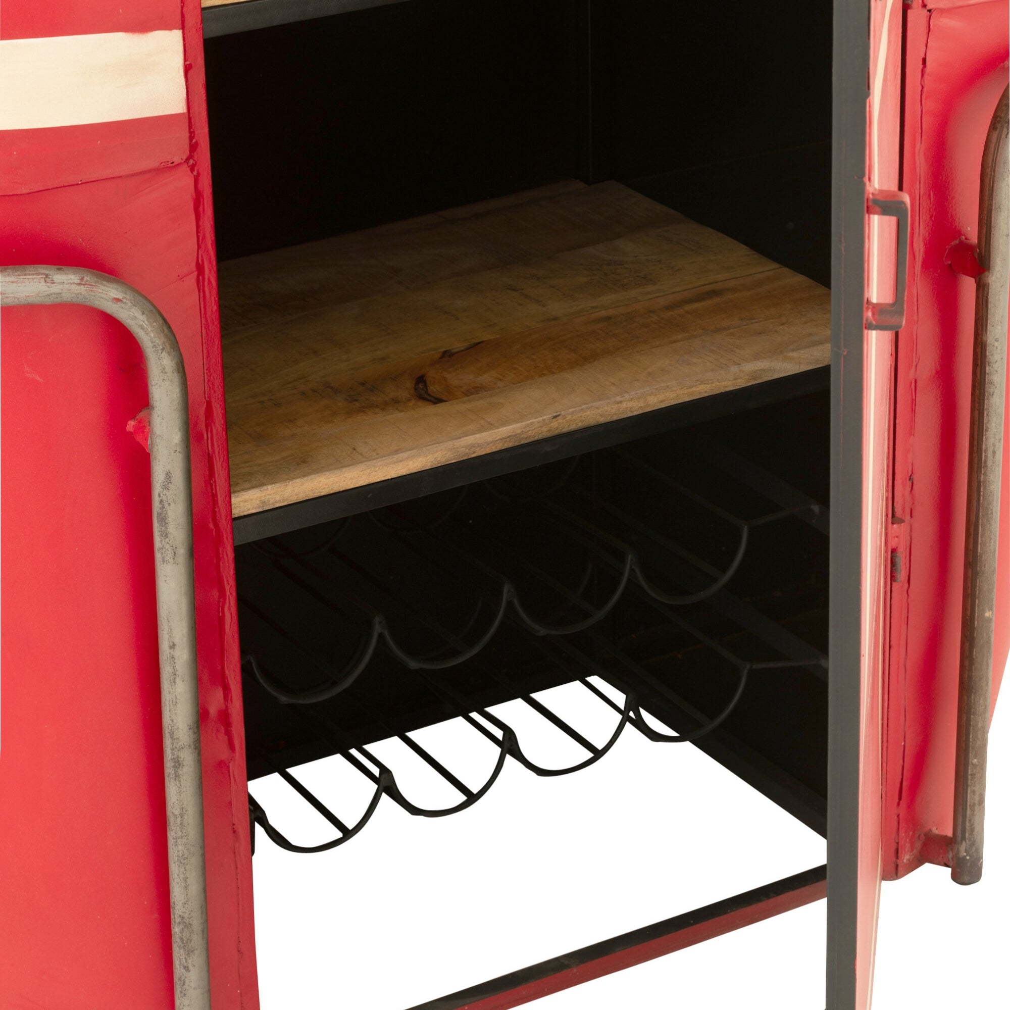 Barmeubel Kabelwagen Ijzer/Mangohout Rood J-Line