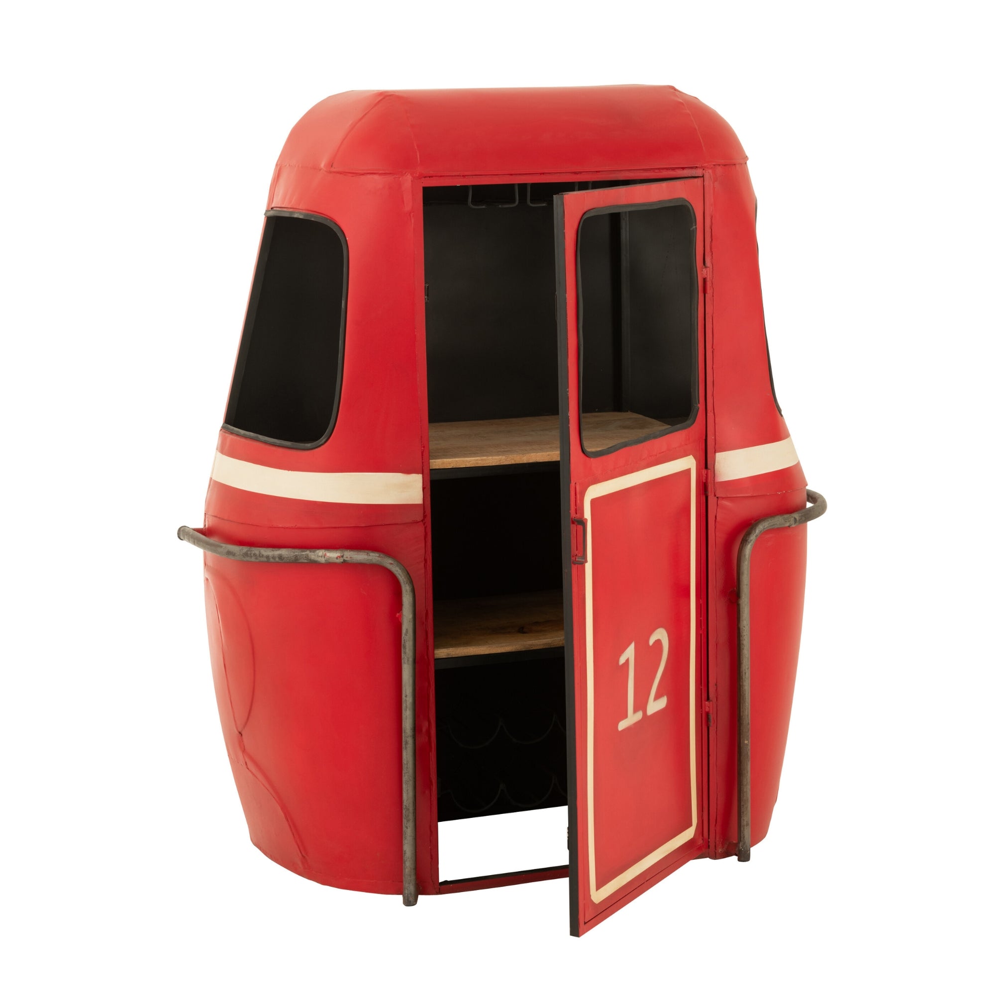 Barmeubel Kabelwagen Ijzer/Mangohout Rood J-Line