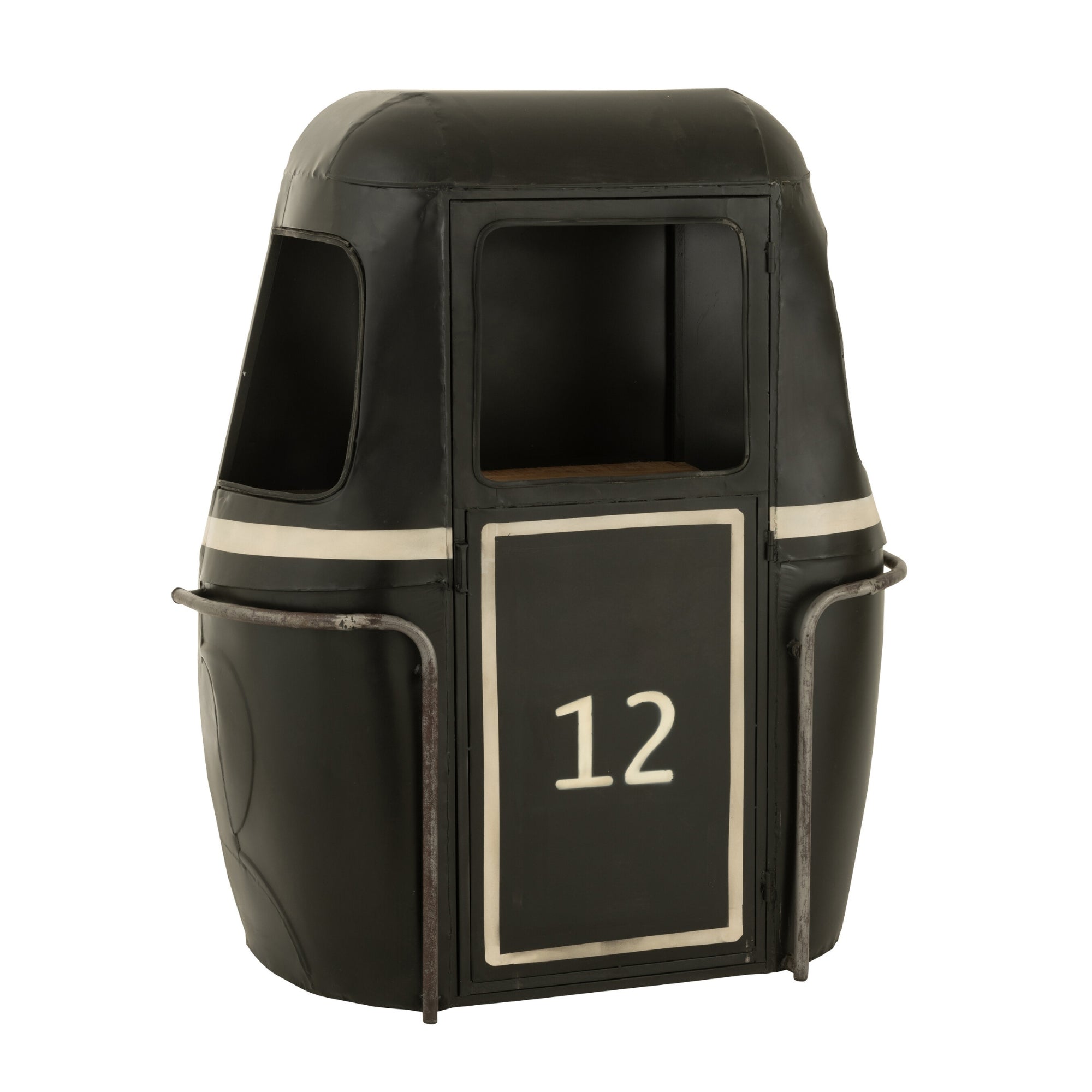 Barmeubel Kabelwagen Ijzer/Mangohout Zwart/Wit J-Line