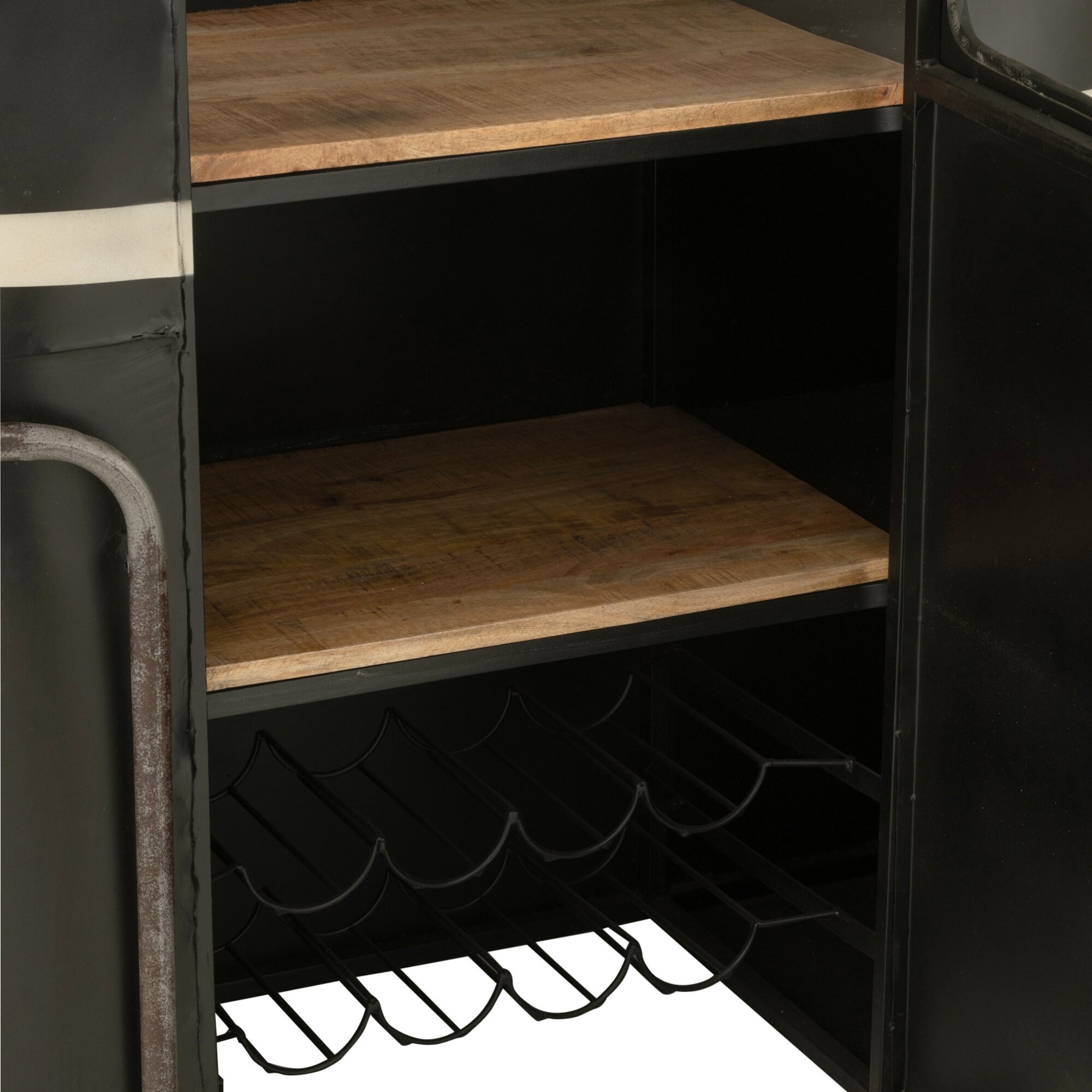 Barmeubel Kabelwagen Ijzer/Mangohout Zwart/Wit J-Line