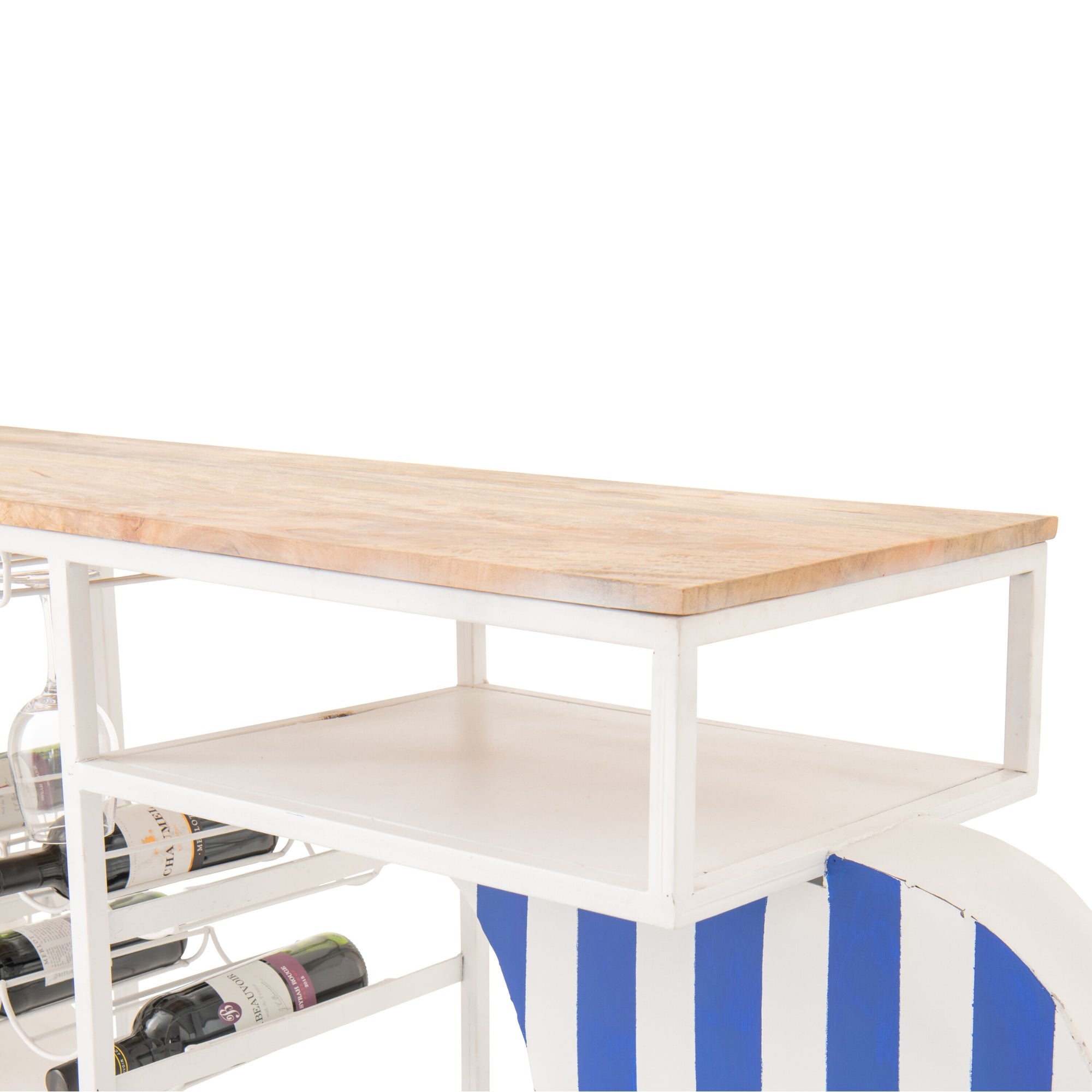 Barmeubel Retro Scooter Gestreept Ijzer Blauw Wit J-Line