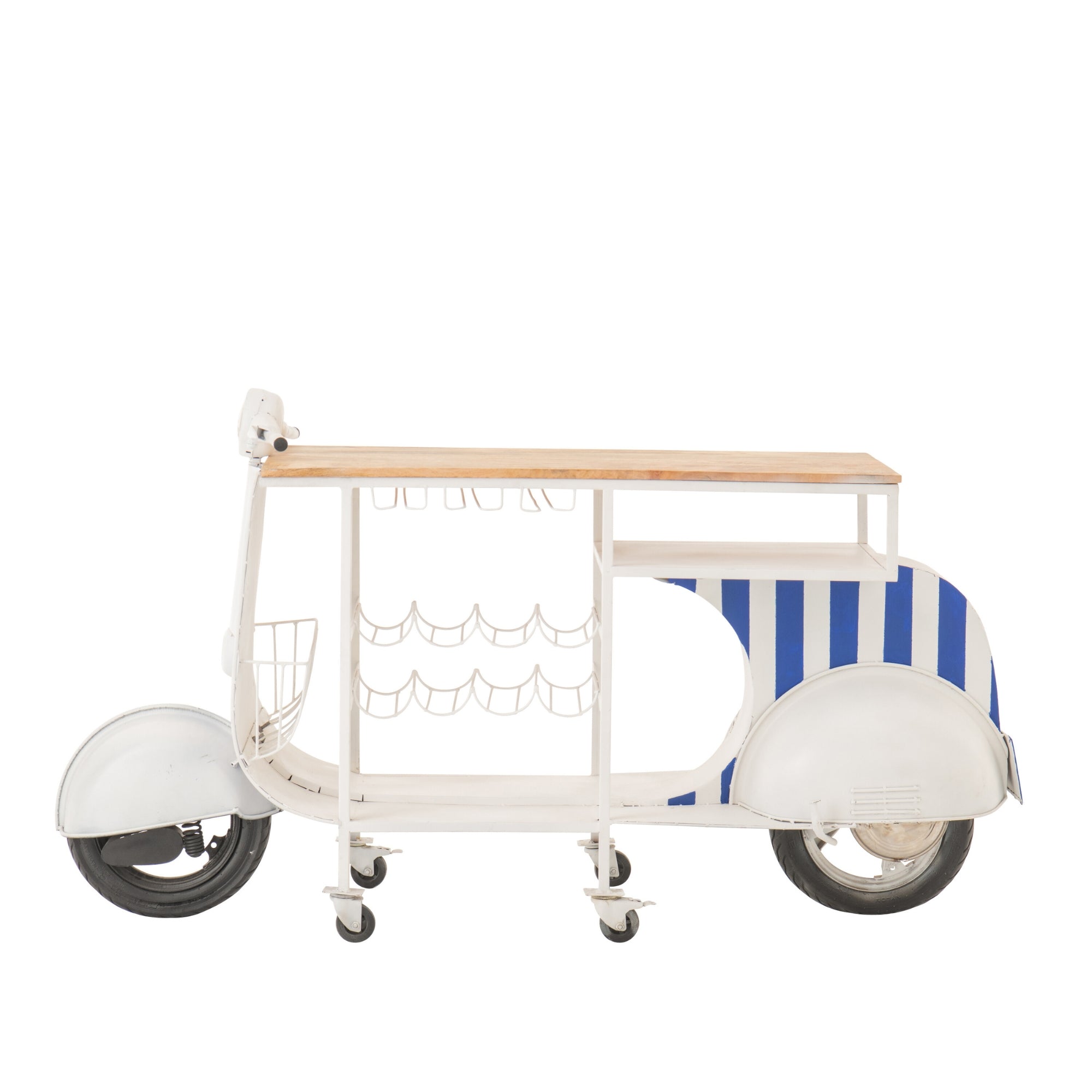 Barmeubel Retro Scooter Gestreept Ijzer Blauw Wit J-Line