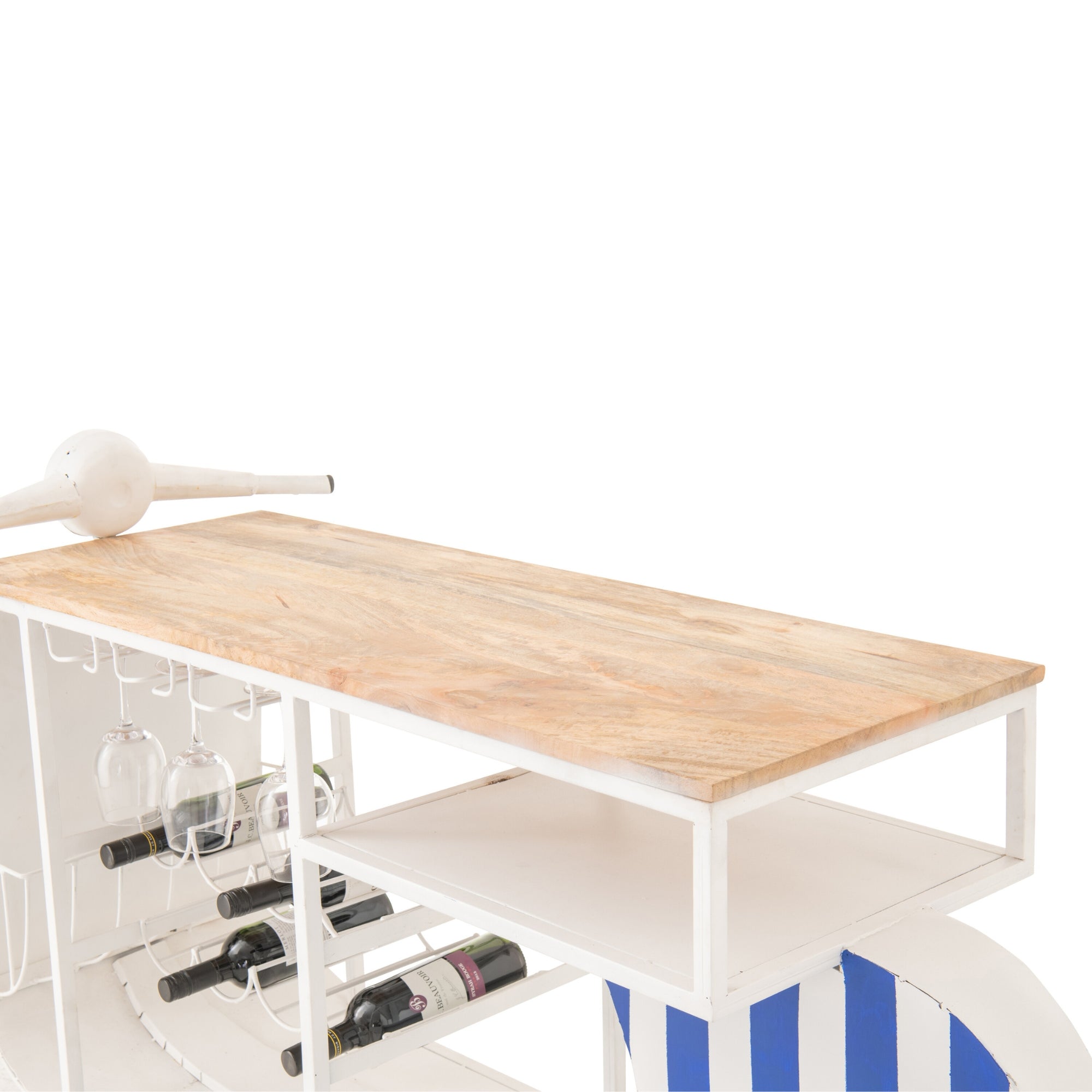 Barmeubel Retro Scooter Gestreept Ijzer Blauw Wit J-Line