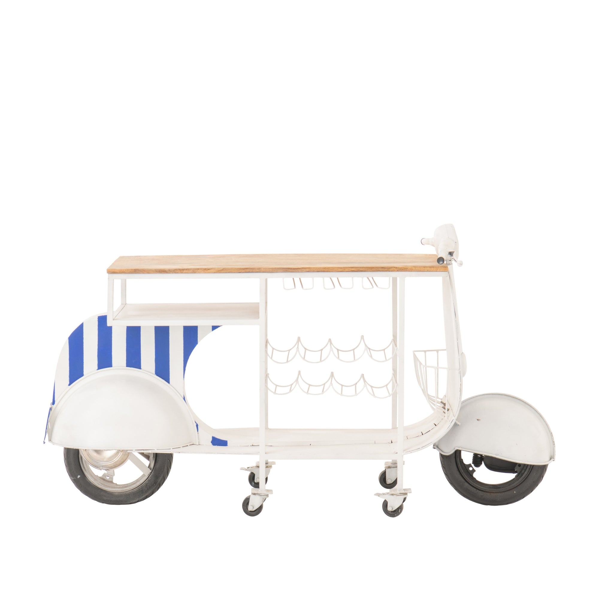 Barmeubel Retro Scooter Gestreept Ijzer Blauw Wit J-Line