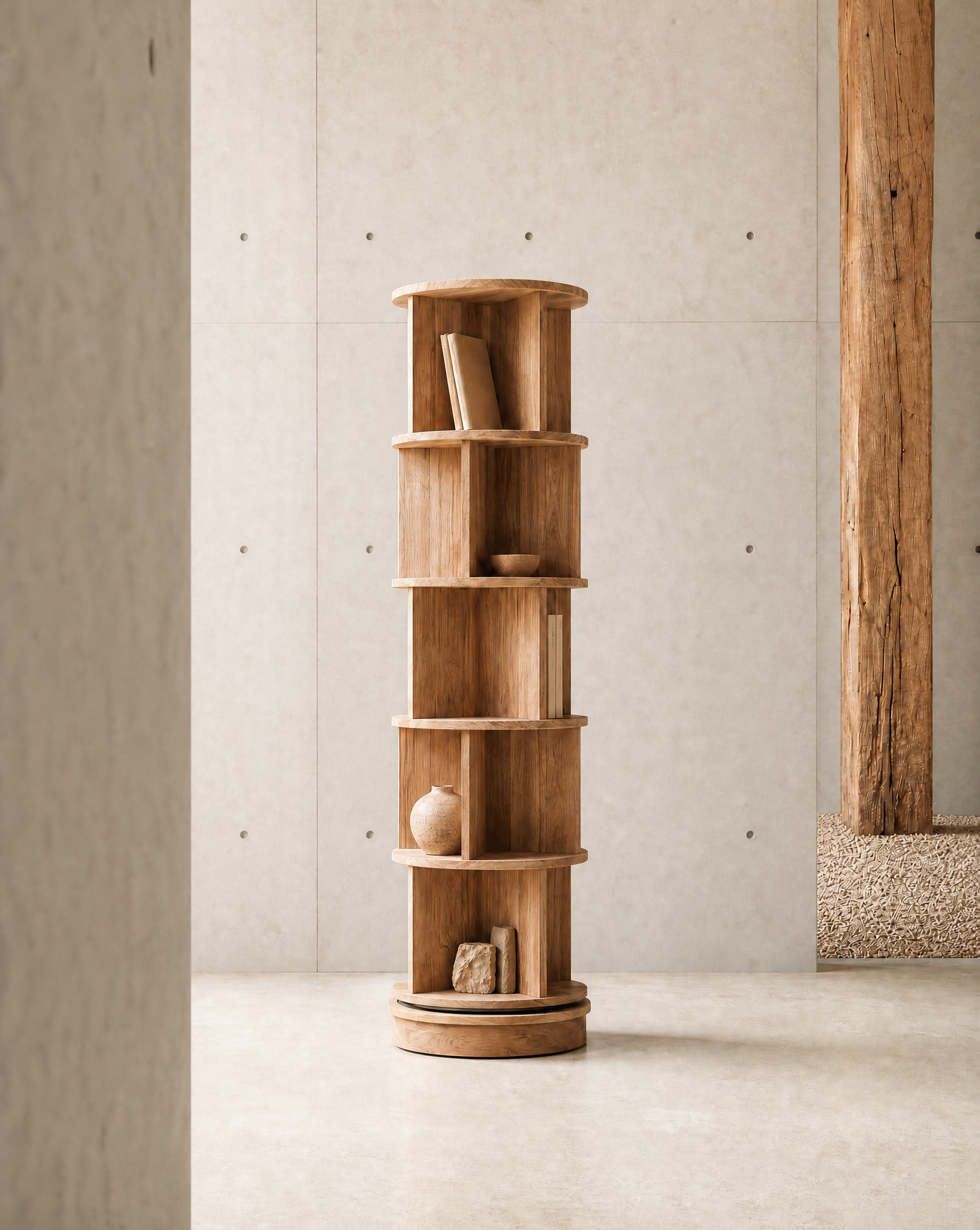 Boekenkast Shakespeare Draaibaar Teakhout Naturel MUST Living