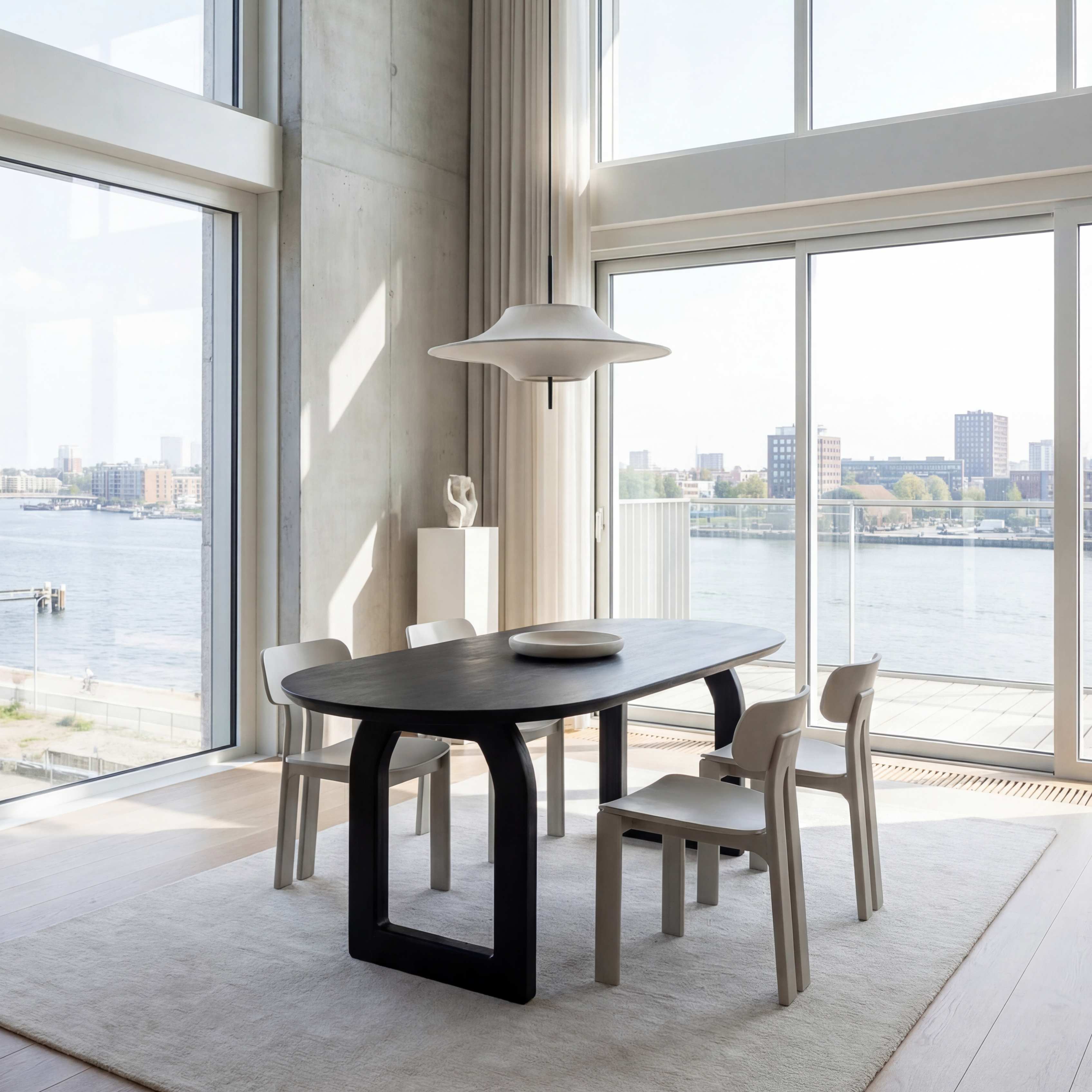 Bullnose Eettafel Open Zwart 200cm Raw Materials