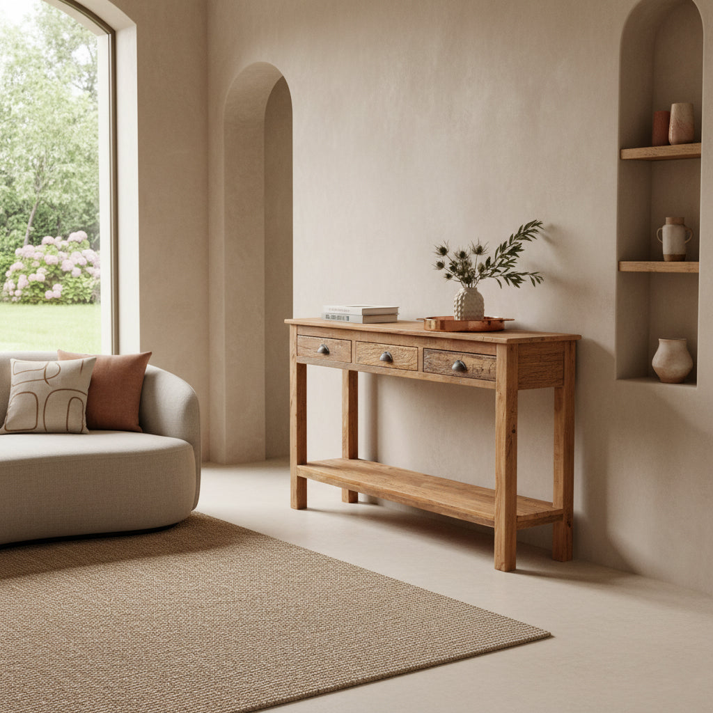 Sidetable Farmwood Met 3 Lades Raw Materials