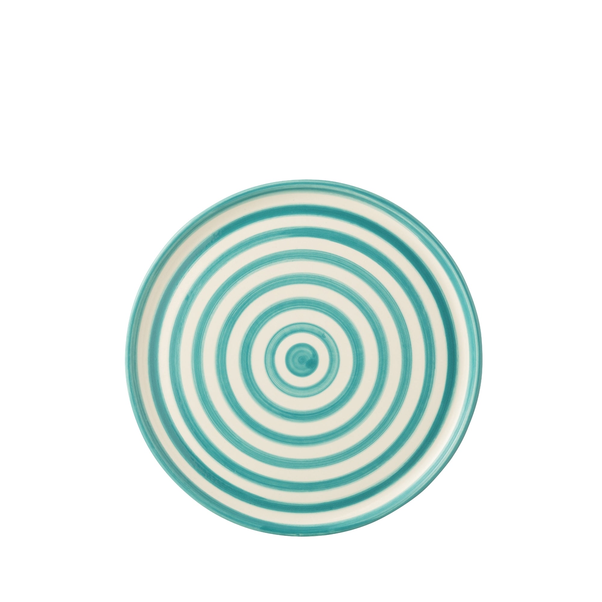 Dinerbord Granada Strepen Aqua/Wit Keramiek J-Line