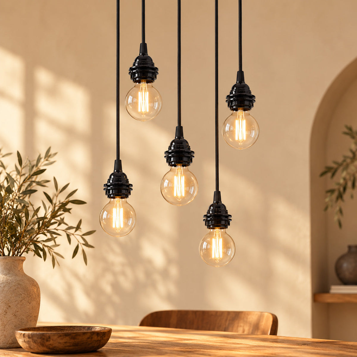 Plafondarmatuur met 5 fittings Zwart Bazar Bizar