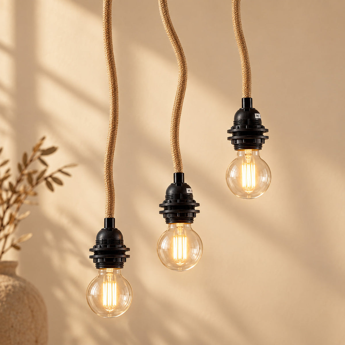 Plafondarmatuur met 3 fittings Naturel Zwart Bazar Bizar