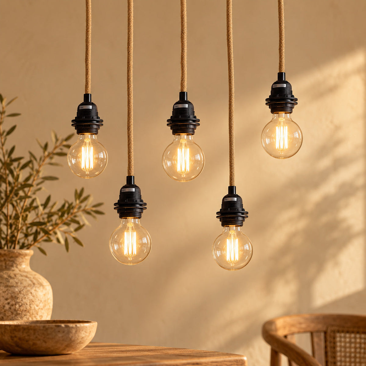 Plafondarmatuur met 5 fittings Naturel Zwart Bazar Bizar