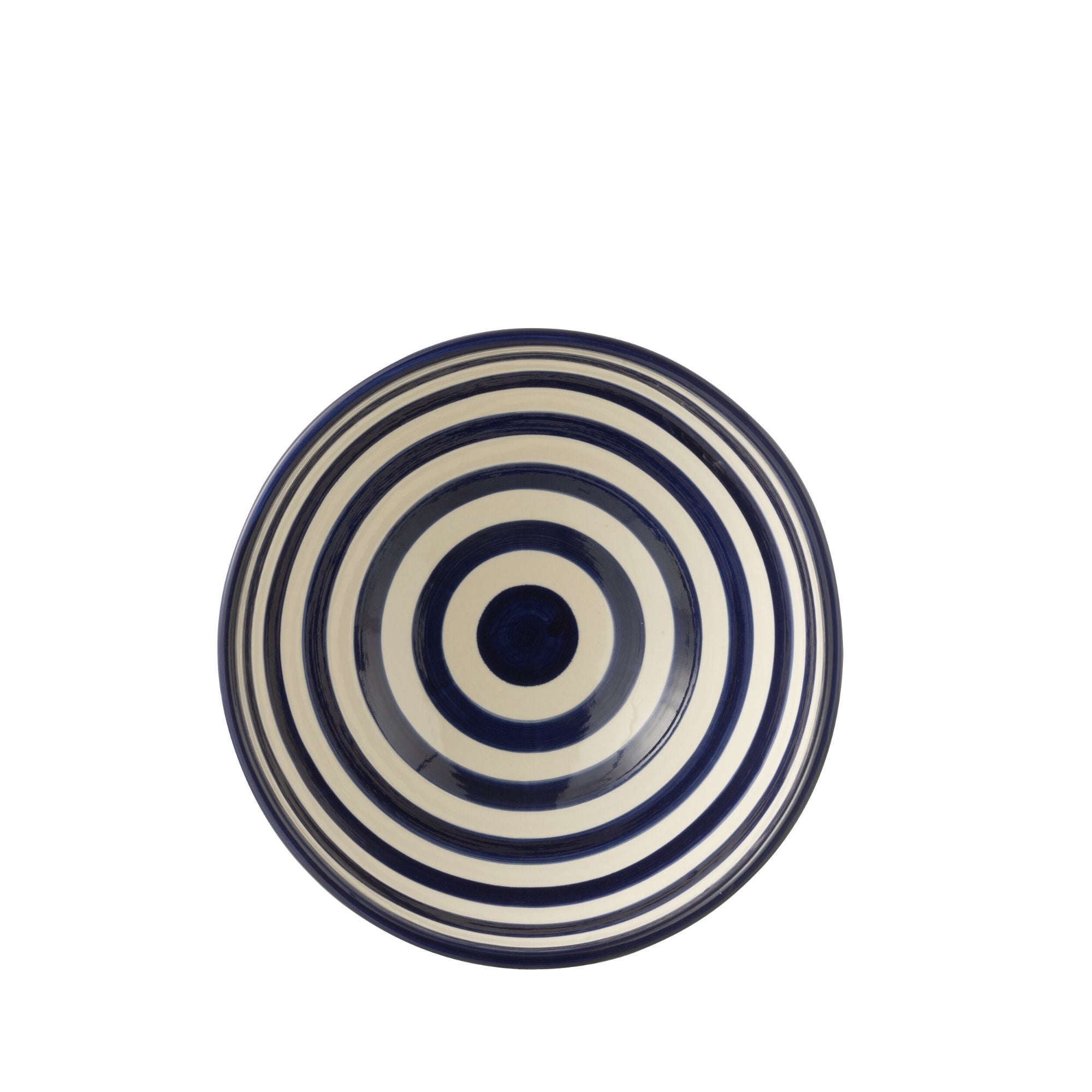 Grote Hoge Kom Granada Strepen Cobalt Blauw/Wit Keramiek J-Line