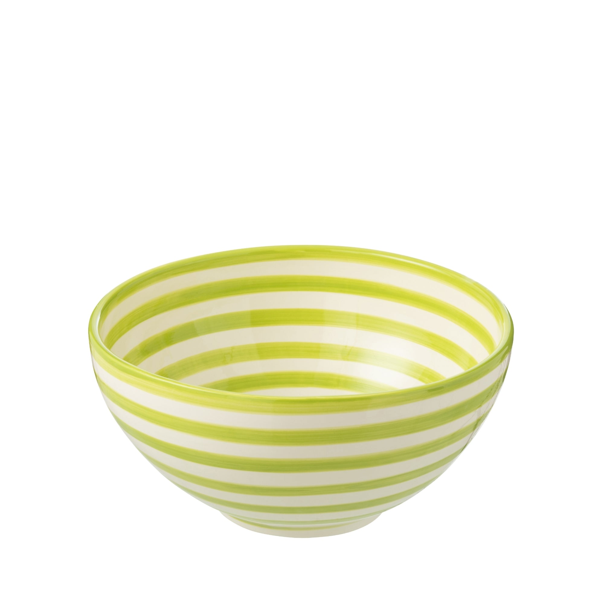 Grote Hoge Kom Granada Strepen Groen/Wit Keramiek J-Line