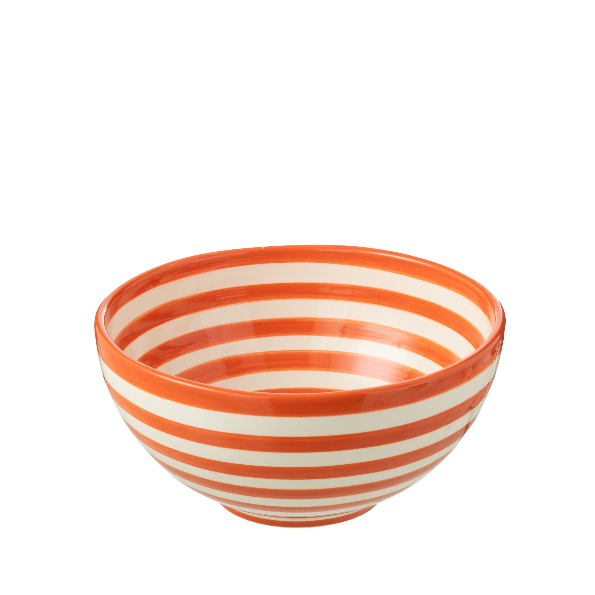 Grote Hoge Kom Granada Strepen Oranje/Wit Keramiek J-Line