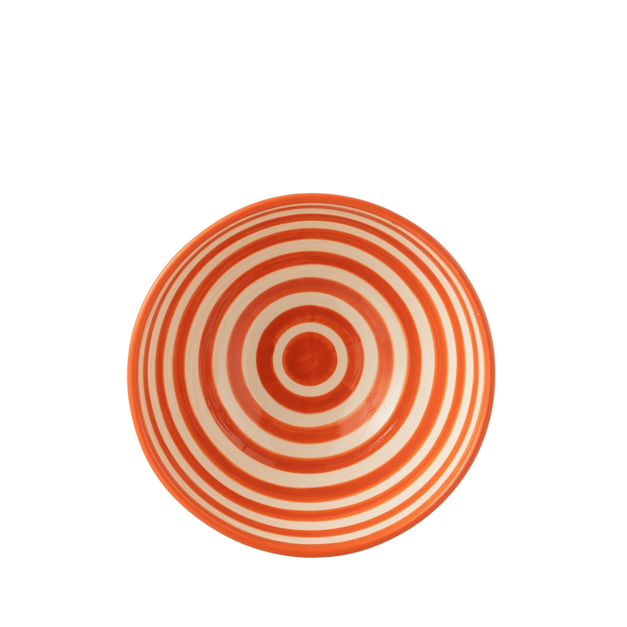 Grote Hoge Kom Granada Strepen Oranje/Wit Keramiek J-Line
