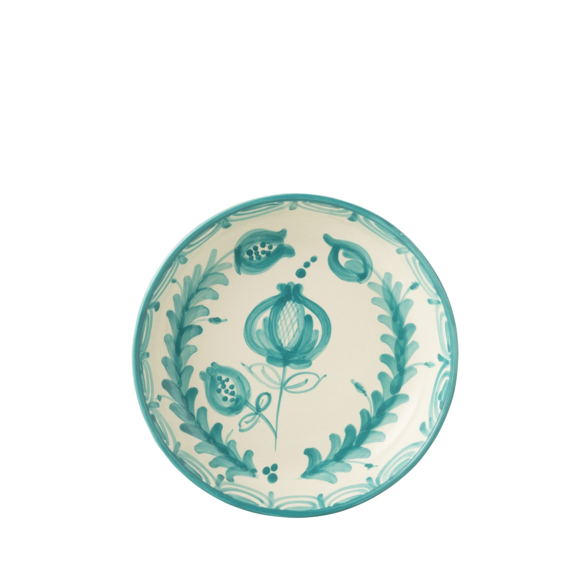 Grote Lage Kom Granada Motief Aqua/Wit Keramiek J-Line