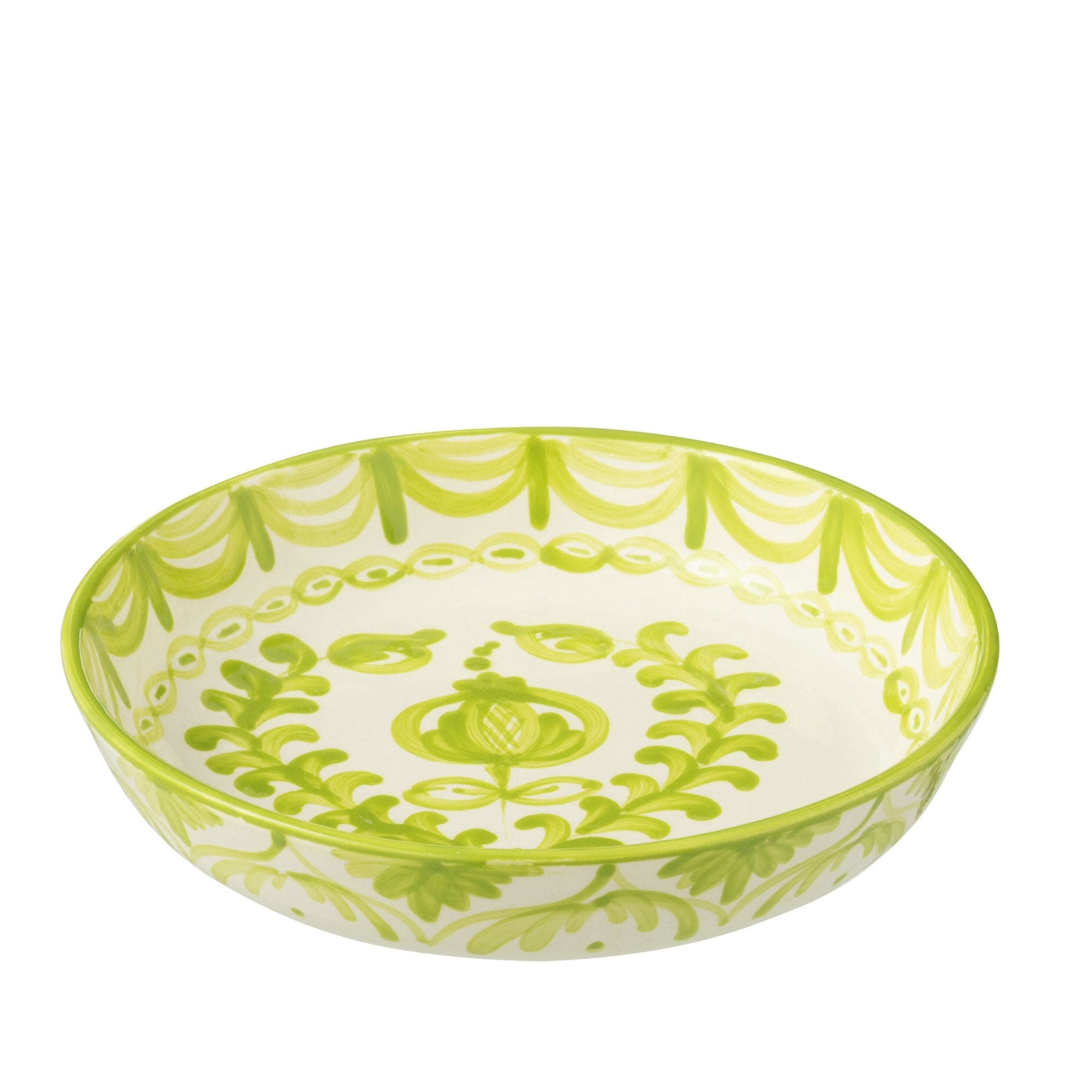 Grote Lage Kom Granada Motief Groen/Wit Keramiek J-Line