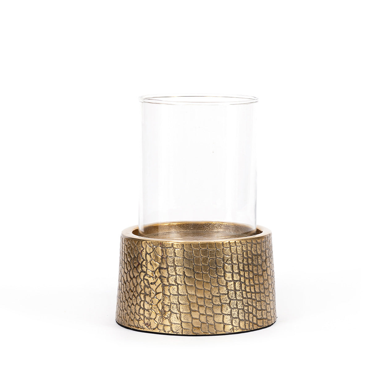 De Croco Kaarsenhouder met Glas - Messing - L Bazar Bizar