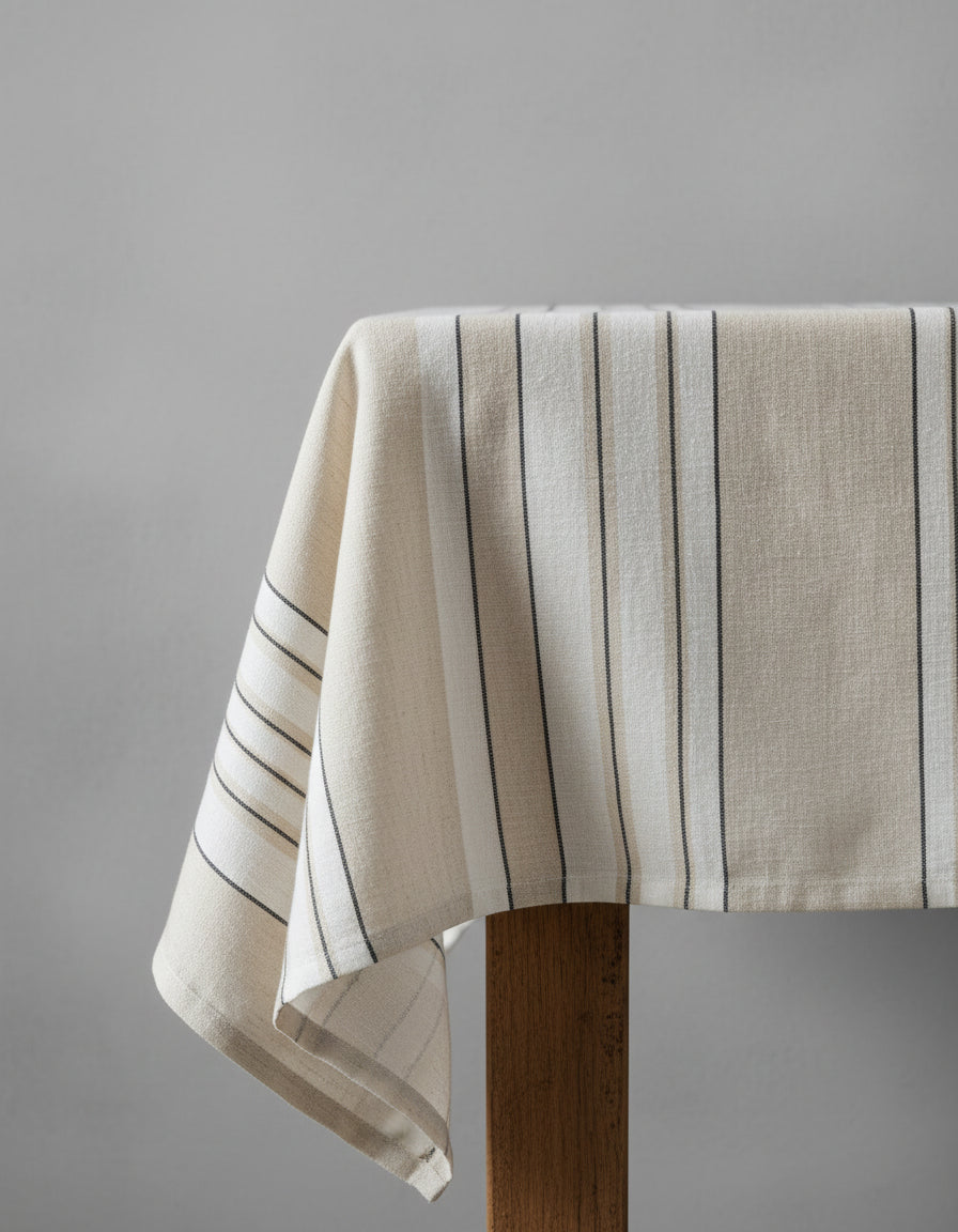 Het Provence Tafelkleed - Natuurlijk Zwart Wit - 150x300