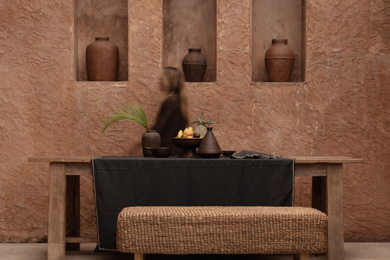 Het Tuscany Tafelkleed - Zwart Naturel - 150x300 Bazar Bizar