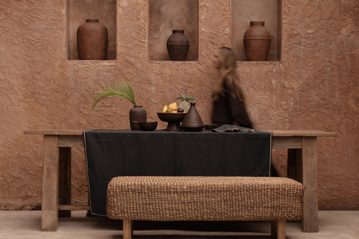 Het Tuscany Tafelkleed - Zwart Naturel - 150x300 Bazar Bizar
