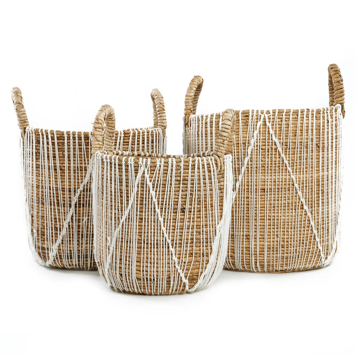 De Straight Stitched Macramé Mand - L