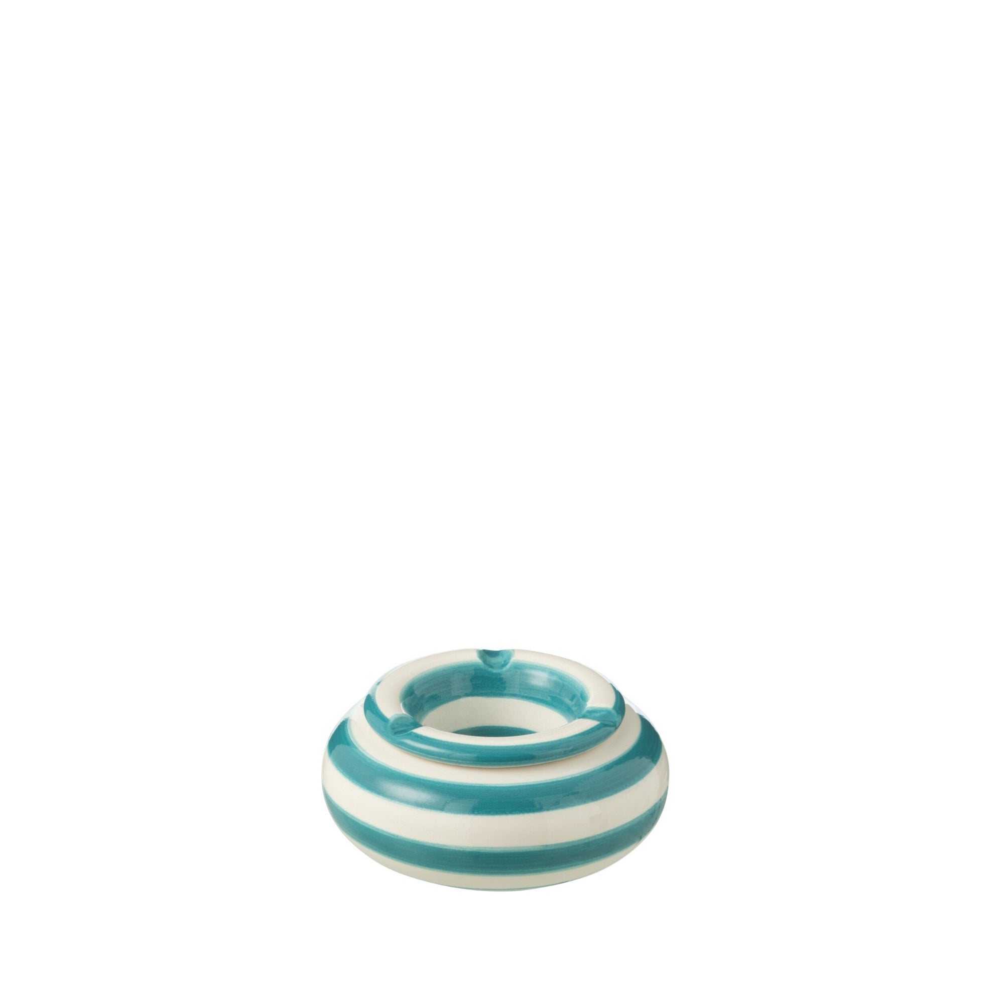 Kleine Asbak Granada Strepen Aqua/Wit Keramiek J-Line