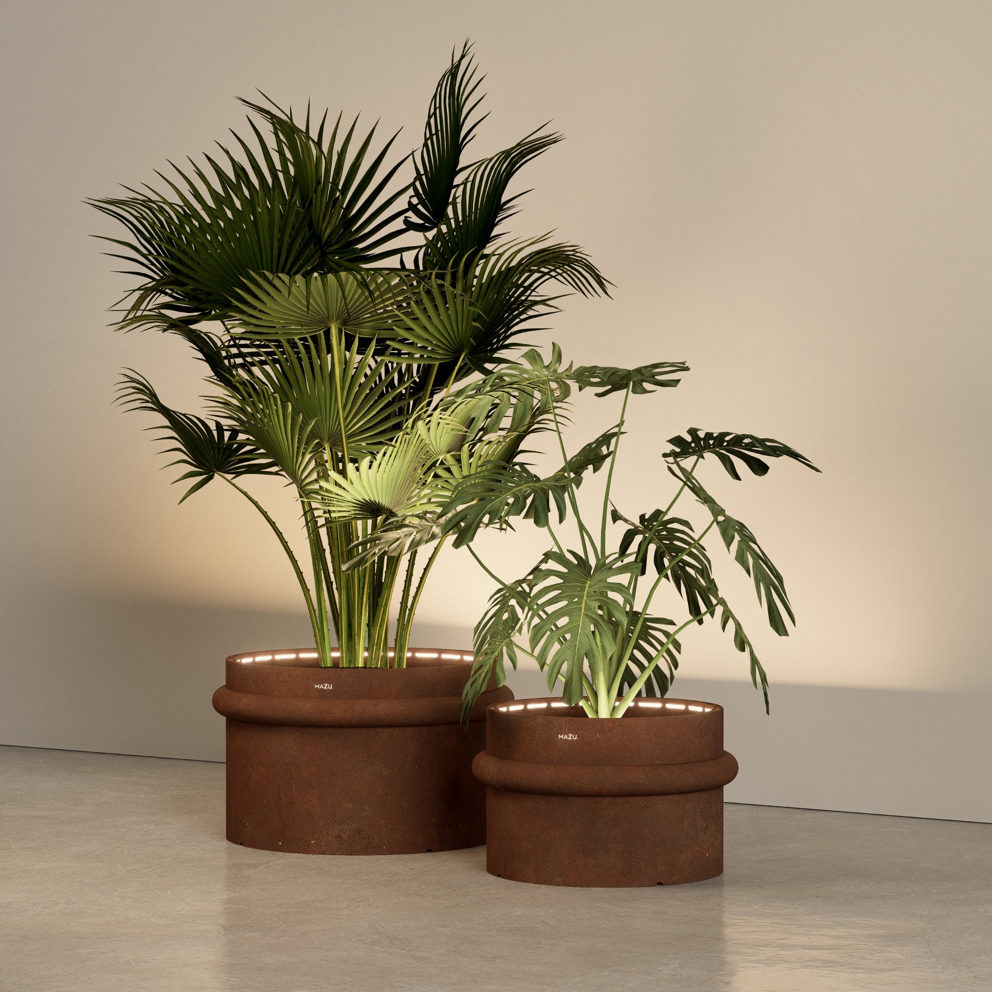 MAZU Nautilus Luxe LED Plantenpot Cortenstaal