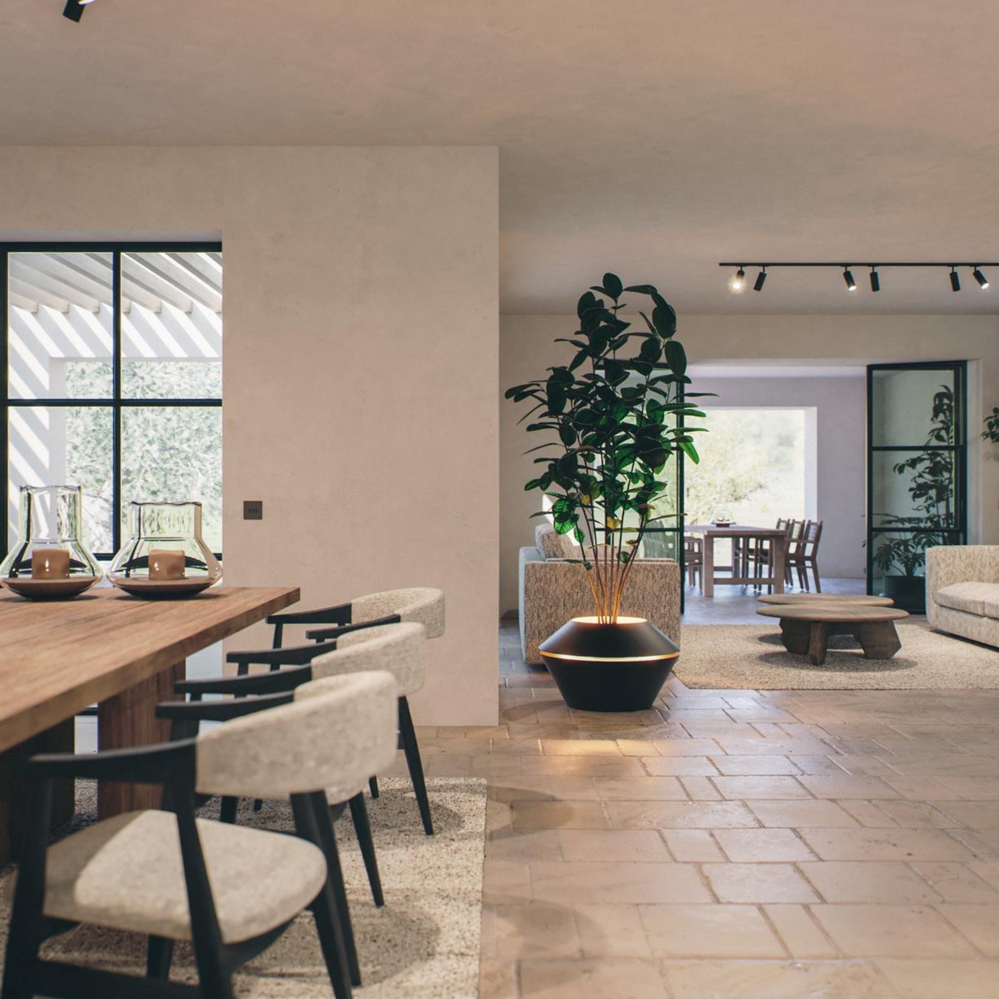 MAZU Oyster Luxe LED Plantenpot Ivoor