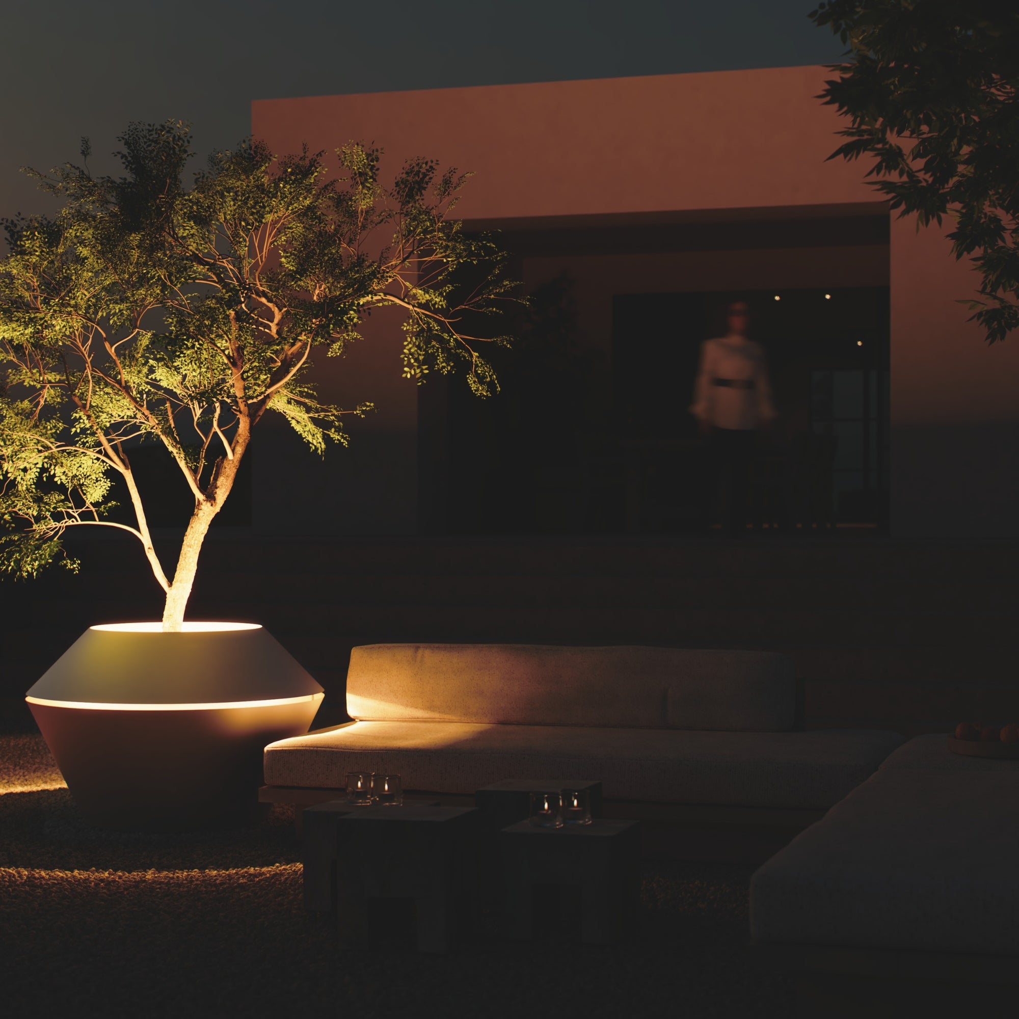 MAZU Oyster Luxe LED Plantenpot Ivoor