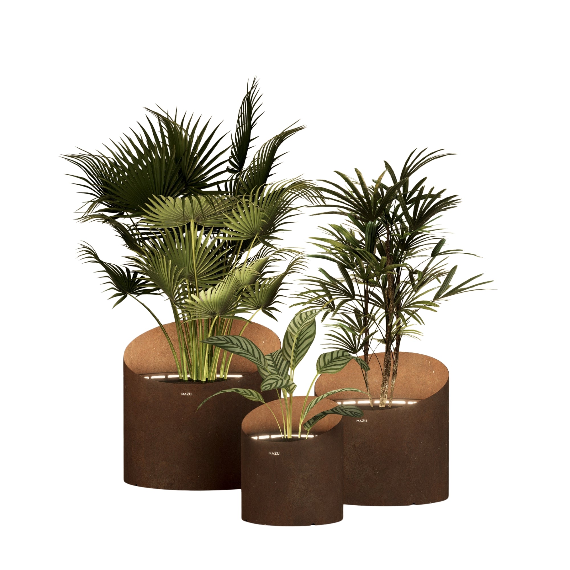 MAZU Wedge Luxe LED Plantenpot Cortenstaal