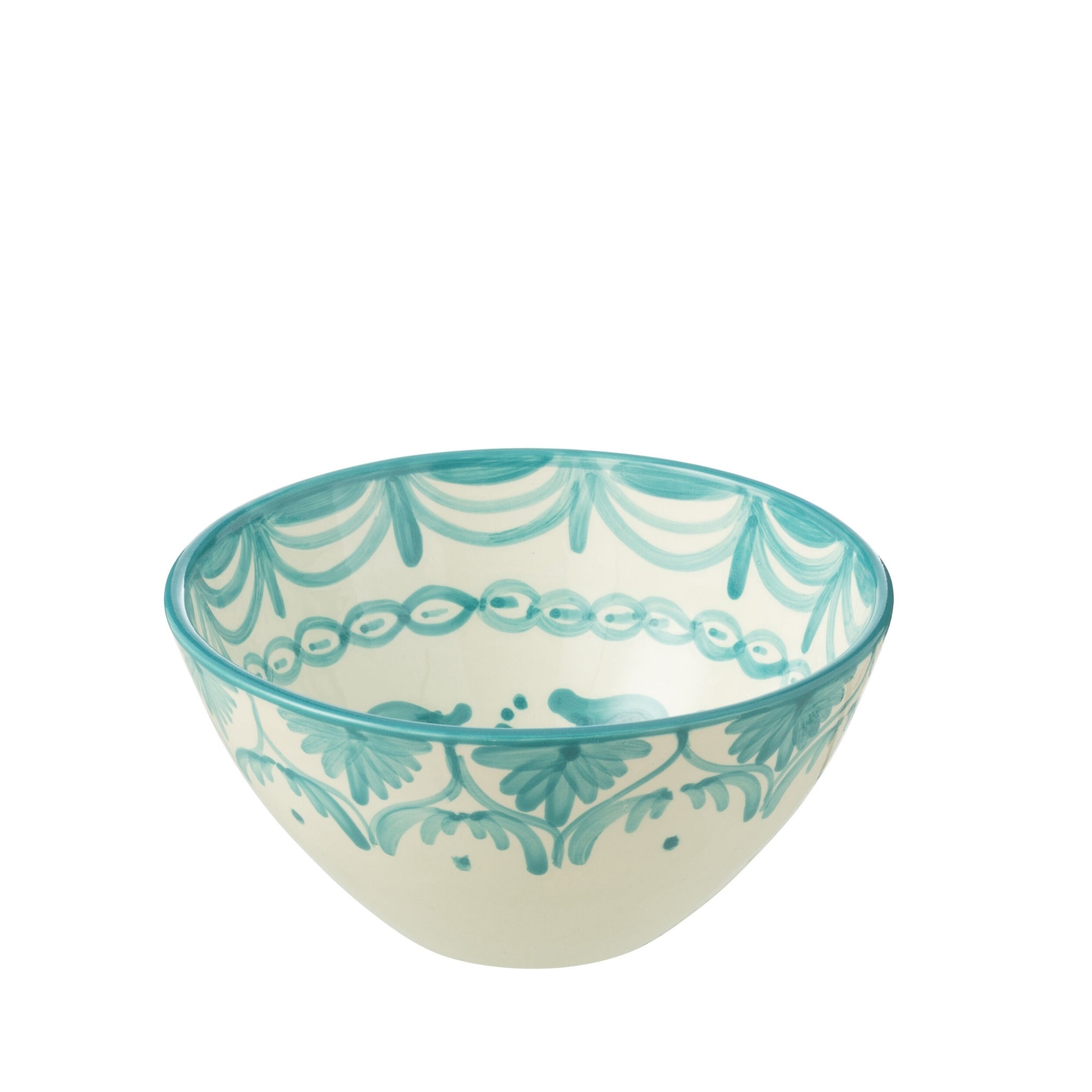 Medium Hoge Kom Granada Motief Aqua/Wit Keramiek J-Line