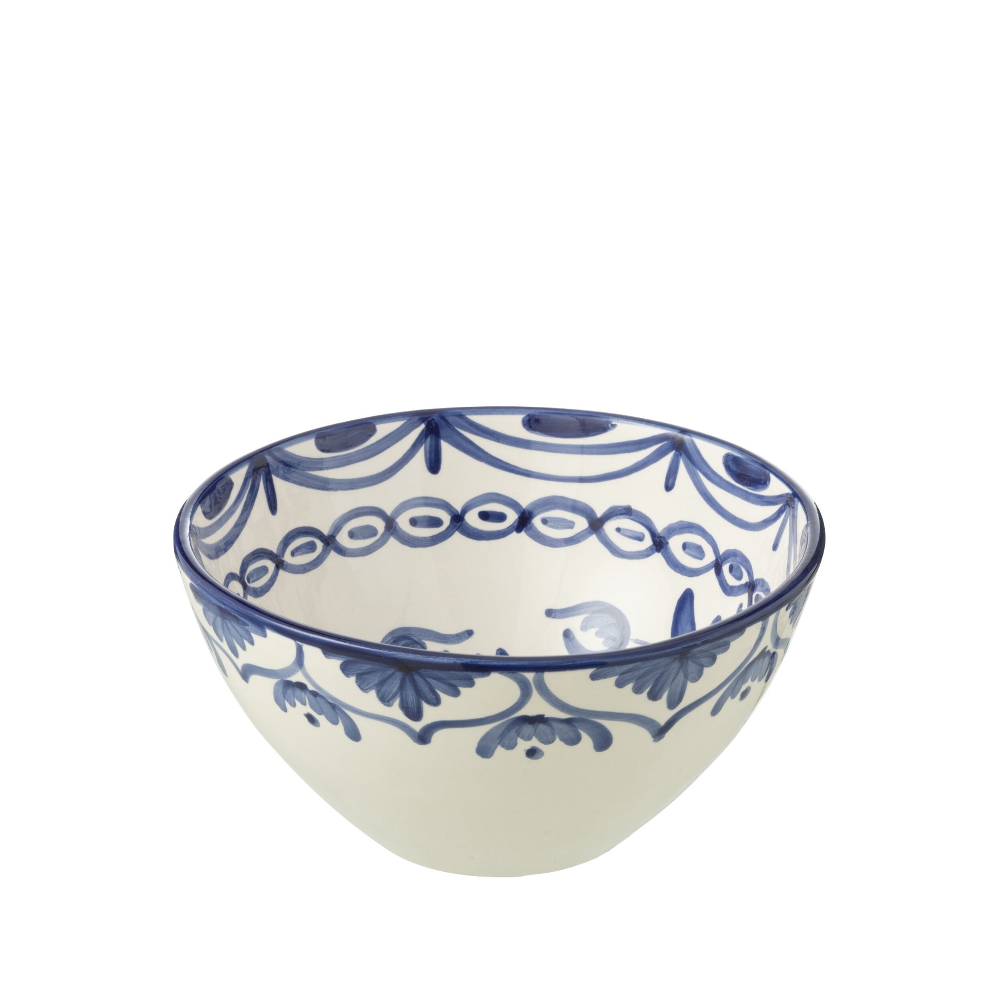 Medium Hoge Kom Granada Motief Cobalt Blauw/Wit Keramiek J-Line