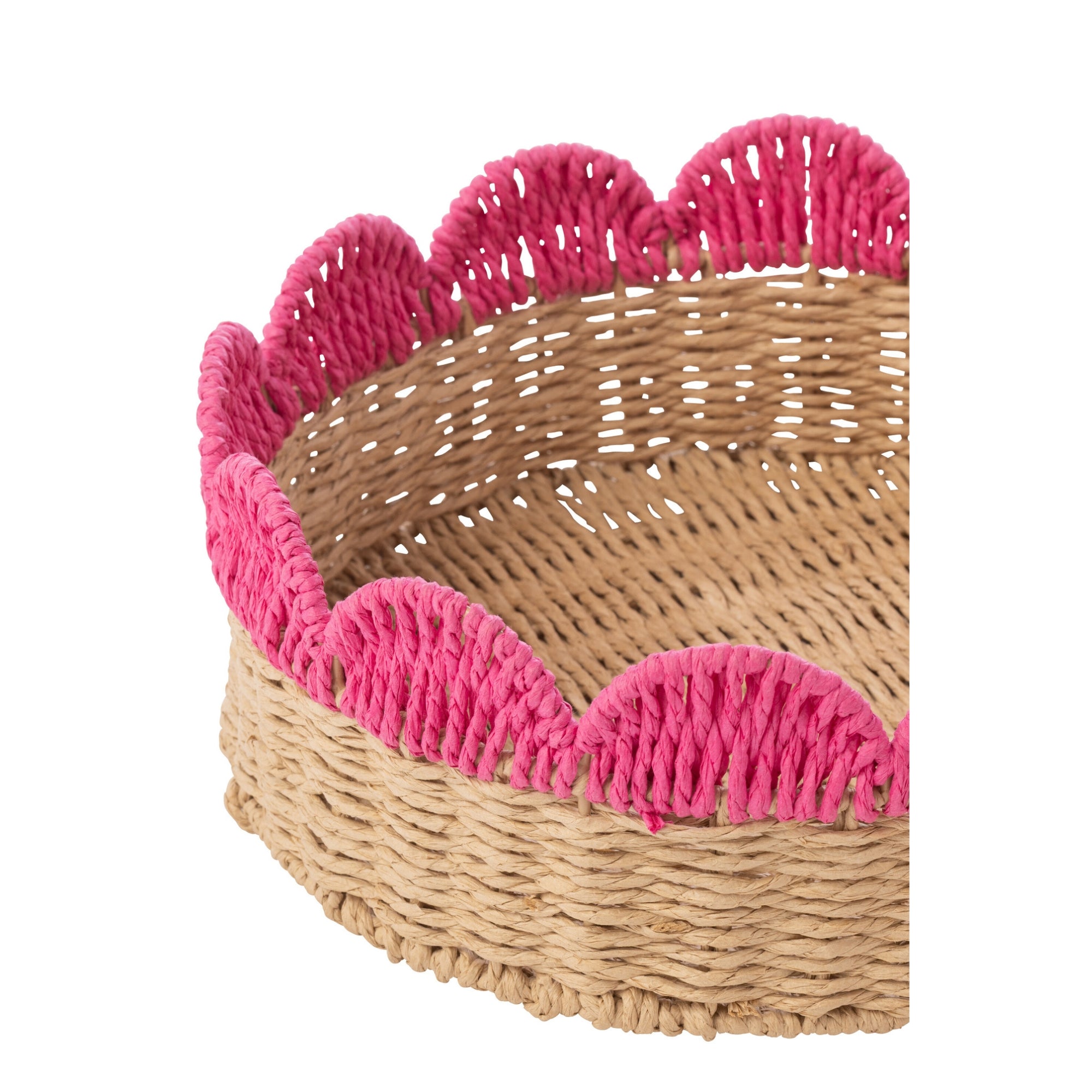 Set Van 2 Decoratief Plateau Geschulpte Rand Papier Roze/Oranje J-Line