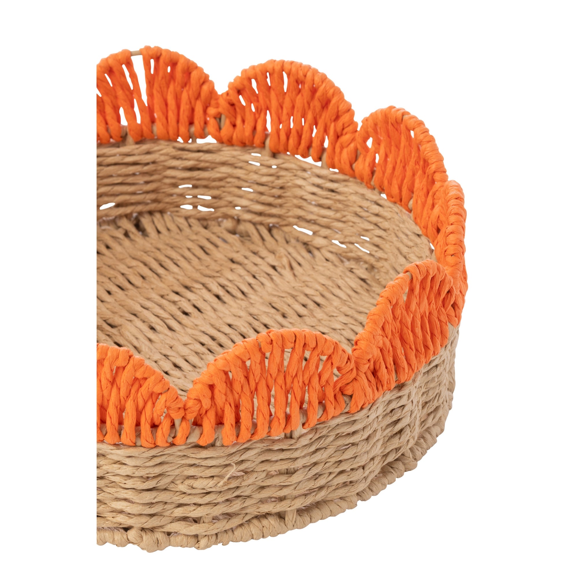 Set Van 2 Decoratief Plateau Geschulpte Rand Papier Roze/Oranje J-Line