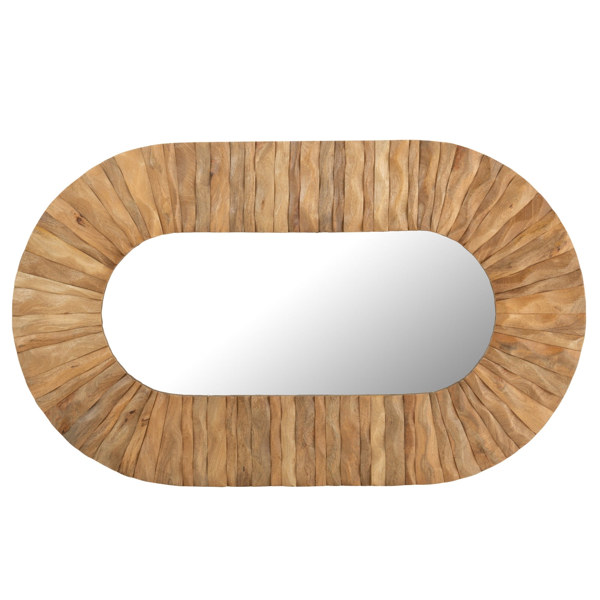 Wandspiegel Curve Ovaal Hout Naturel 152x6x92cm J-Line
