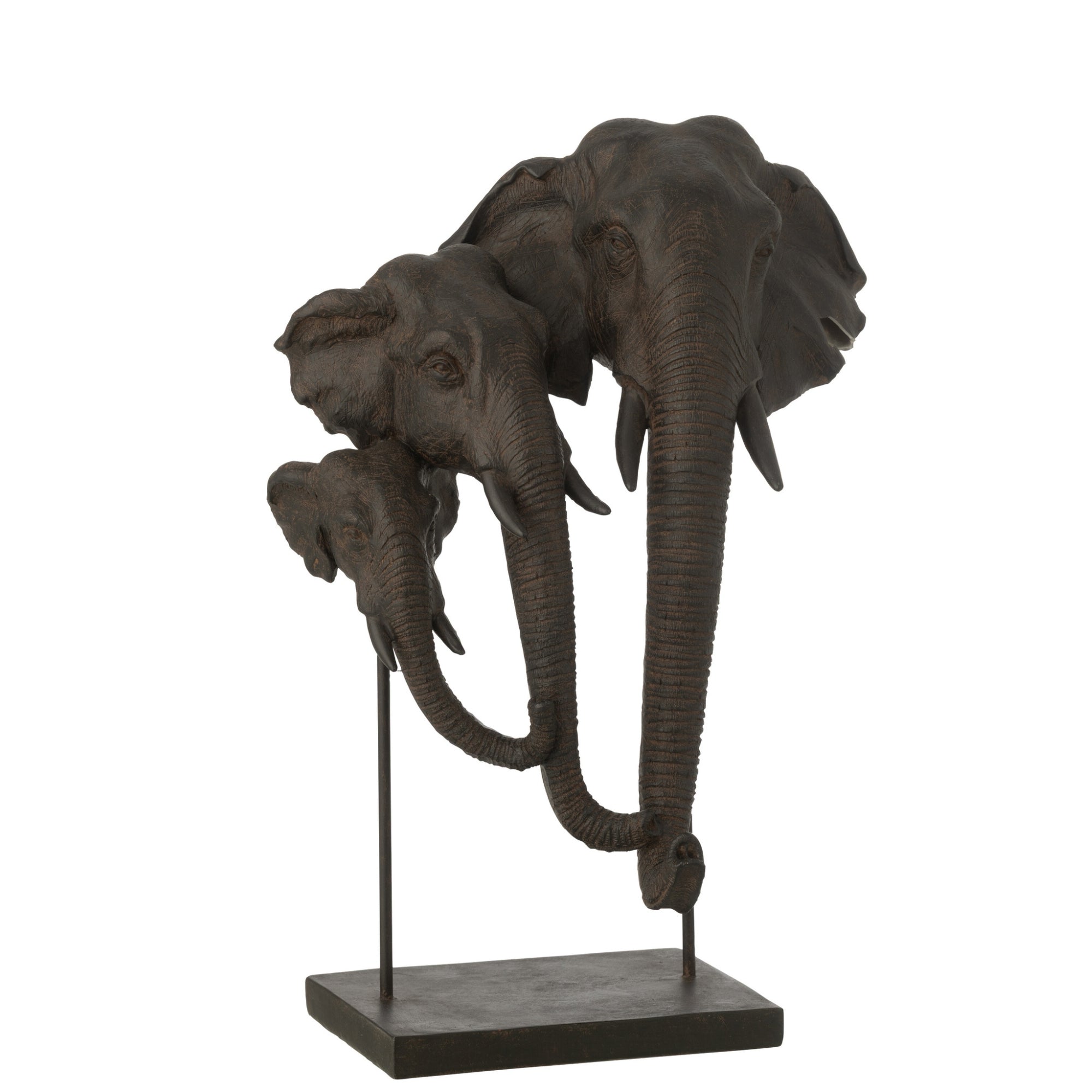 Olifant Op Voet Familie Polyresin Donkerbruin J-Line