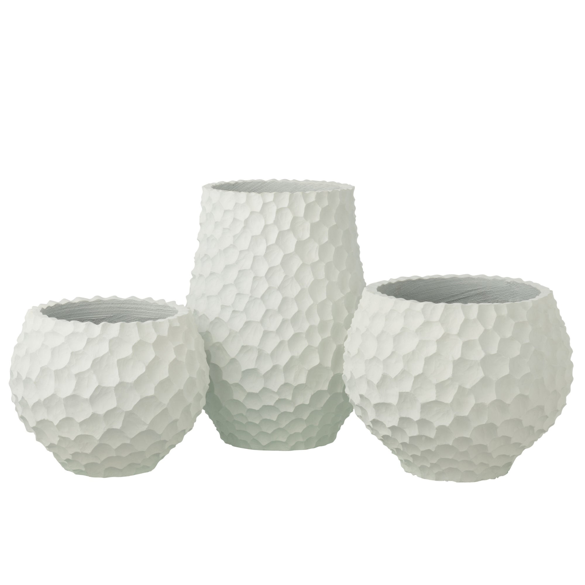 Bloempot Inkepingen + Buiten Zand Wit Large J-Line