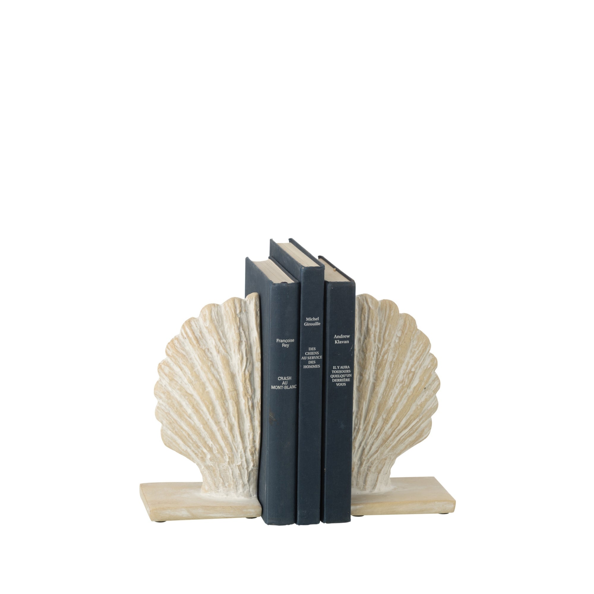 Set Van 2 Boekensteun Zeeschelp Polyresin Wit/Naturel J-Line