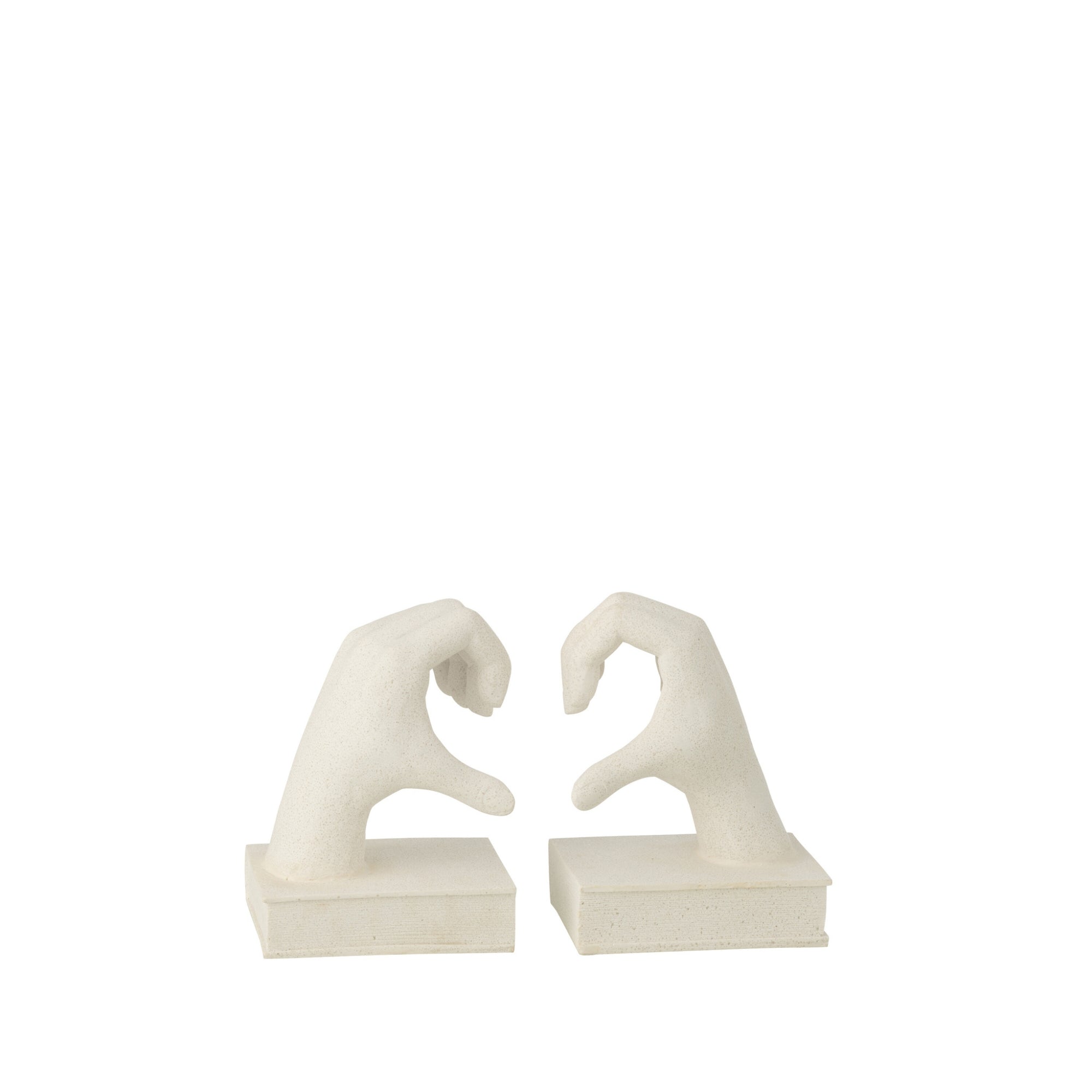Set Van 2 Boekensteun Handen Love Polyresin Wit J-Line