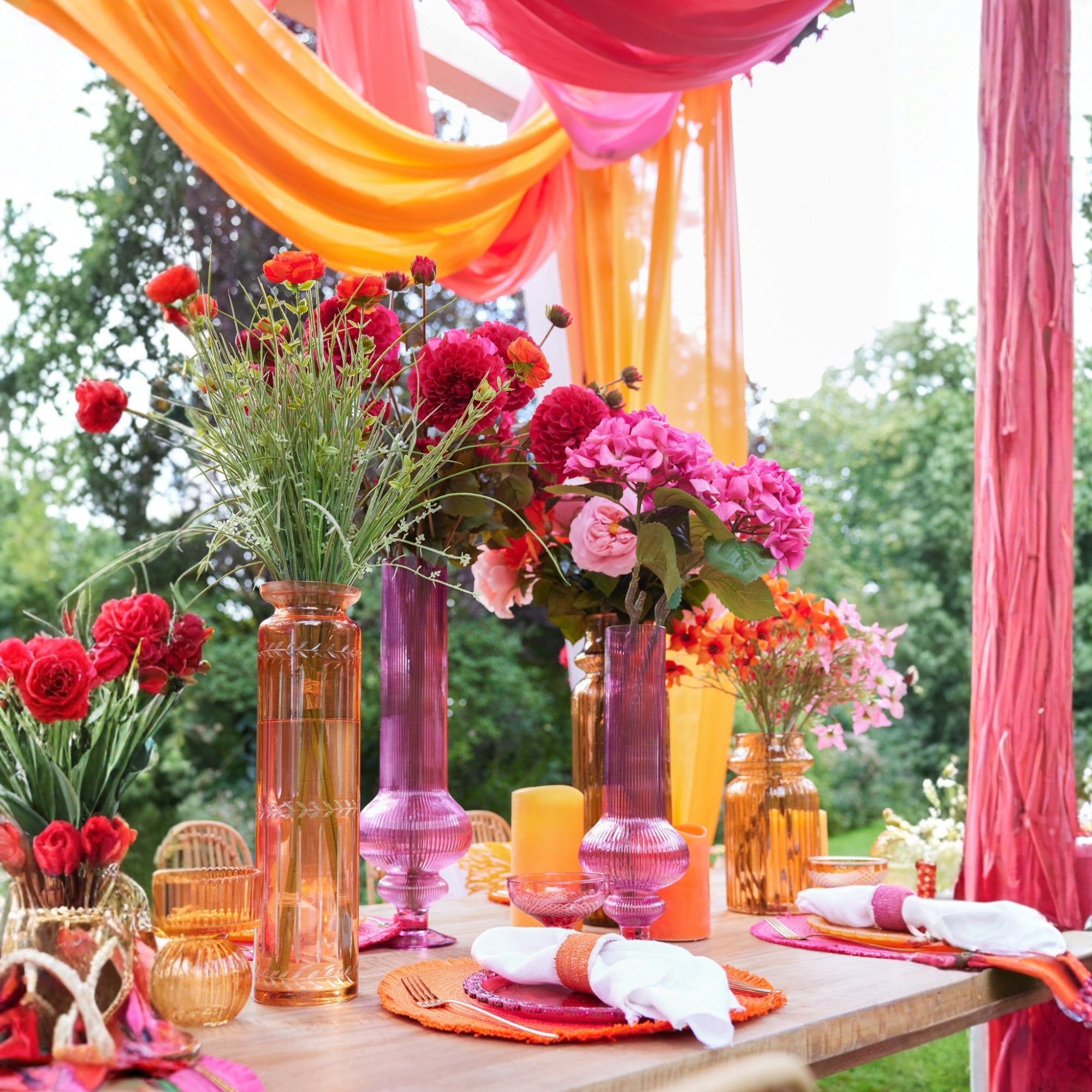 Vaas Ada Geribbeld Glas Fuchsia Medium J-Line