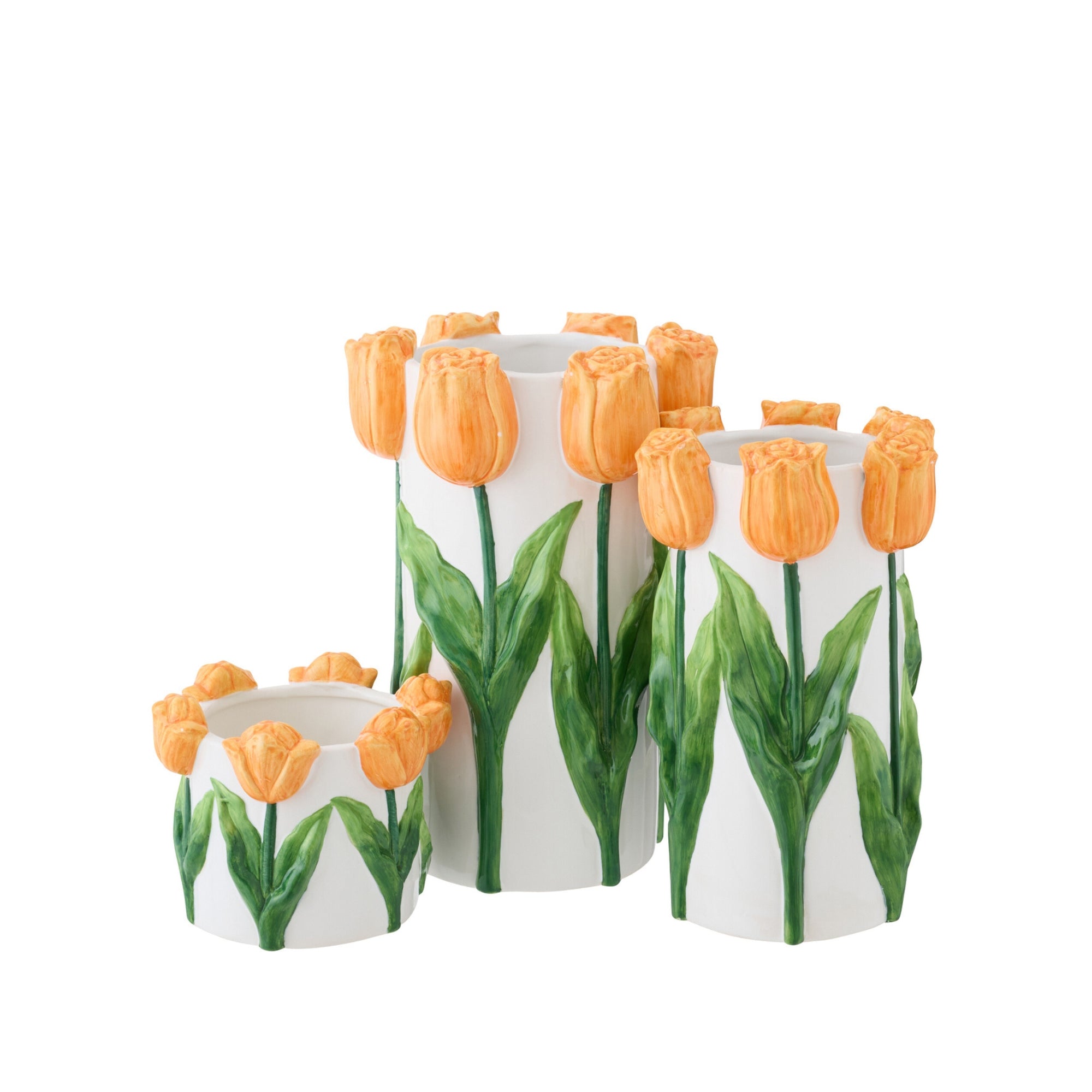 Vaas Tulp Keramiek Wit/Oranje Large J-Line